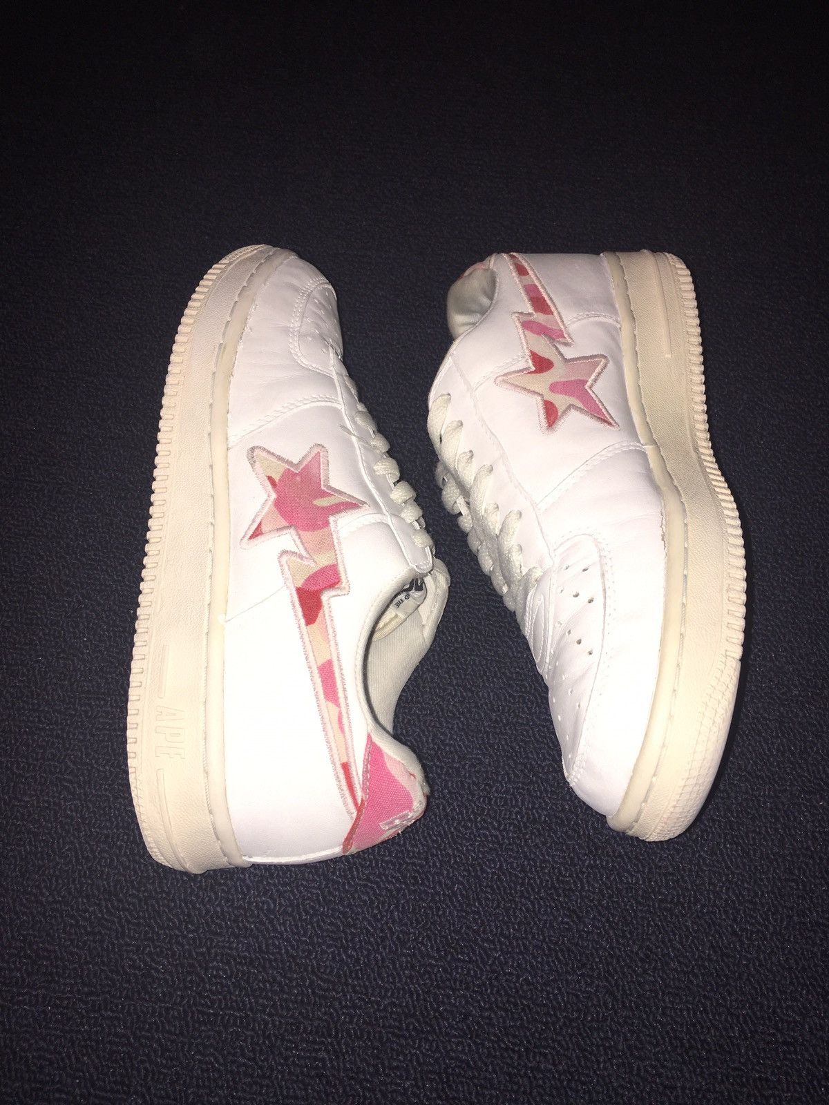Bape RARE OG A BATHING APE BAPESTA PINK CAMO CANVAS LEATHER SHOES Size US 8.5 / EU 41-42 - 3 Thumbnail