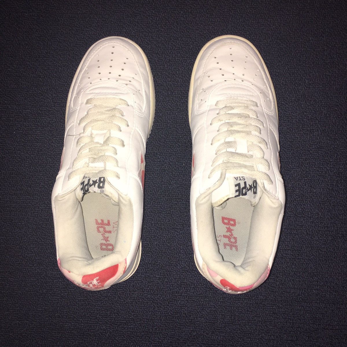 Bape RARE OG A BATHING APE BAPESTA PINK CAMO CANVAS LEATHER SHOES Size US 8.5 / EU 41-42 - 4 Thumbnail
