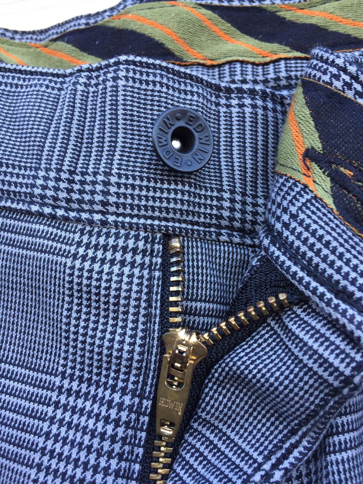 Edwin × Japanese Brand Japanese🔥Edwin XV Khaki Checked Pants Punk Bondage Size US 33 - 6 Thumbnail