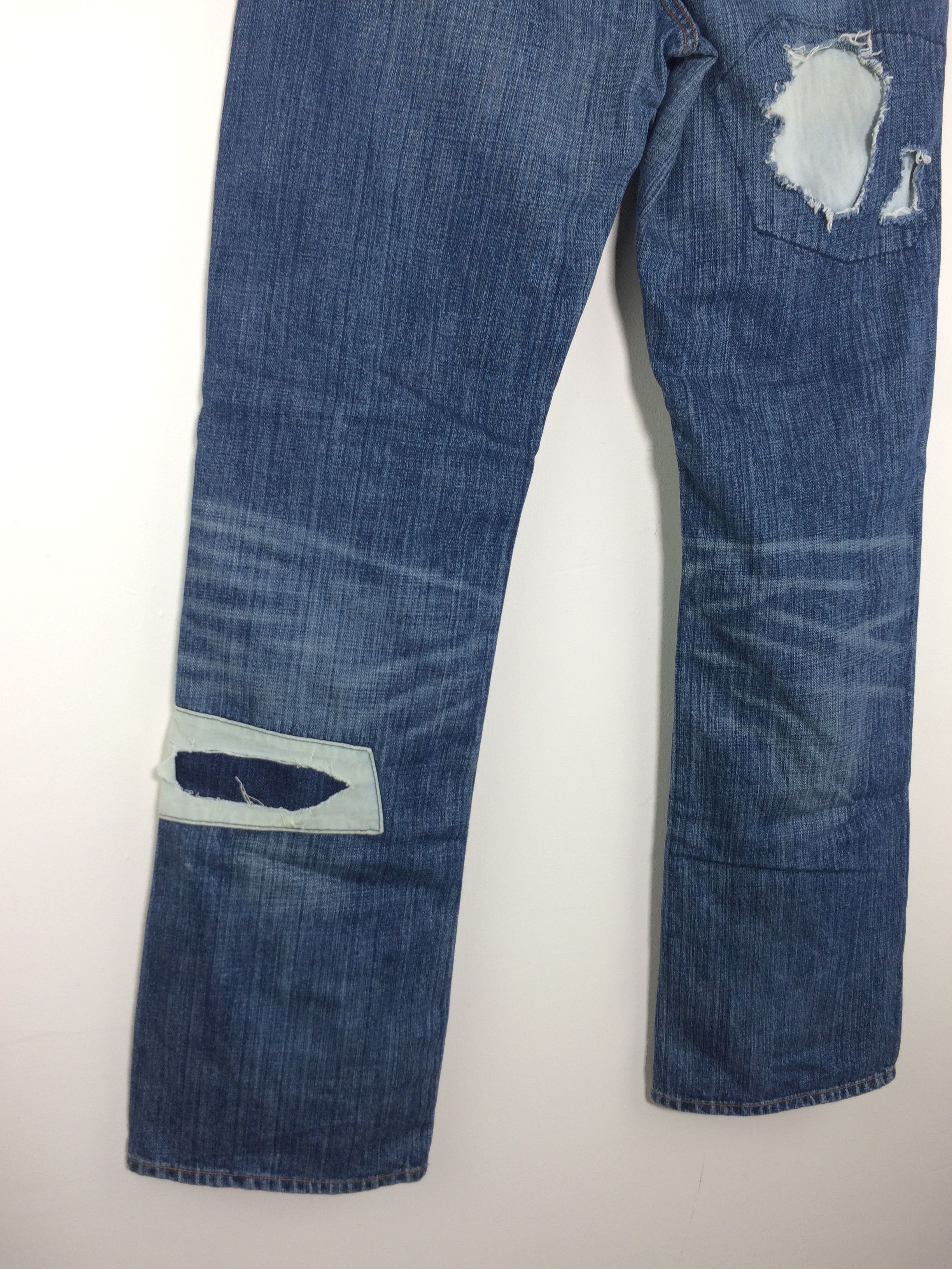 Japanese Brand Bonds and Peace Patchwork Distressed Ripped Denim Jeans Size US 32 / EU 48 - 10 Thumbnail