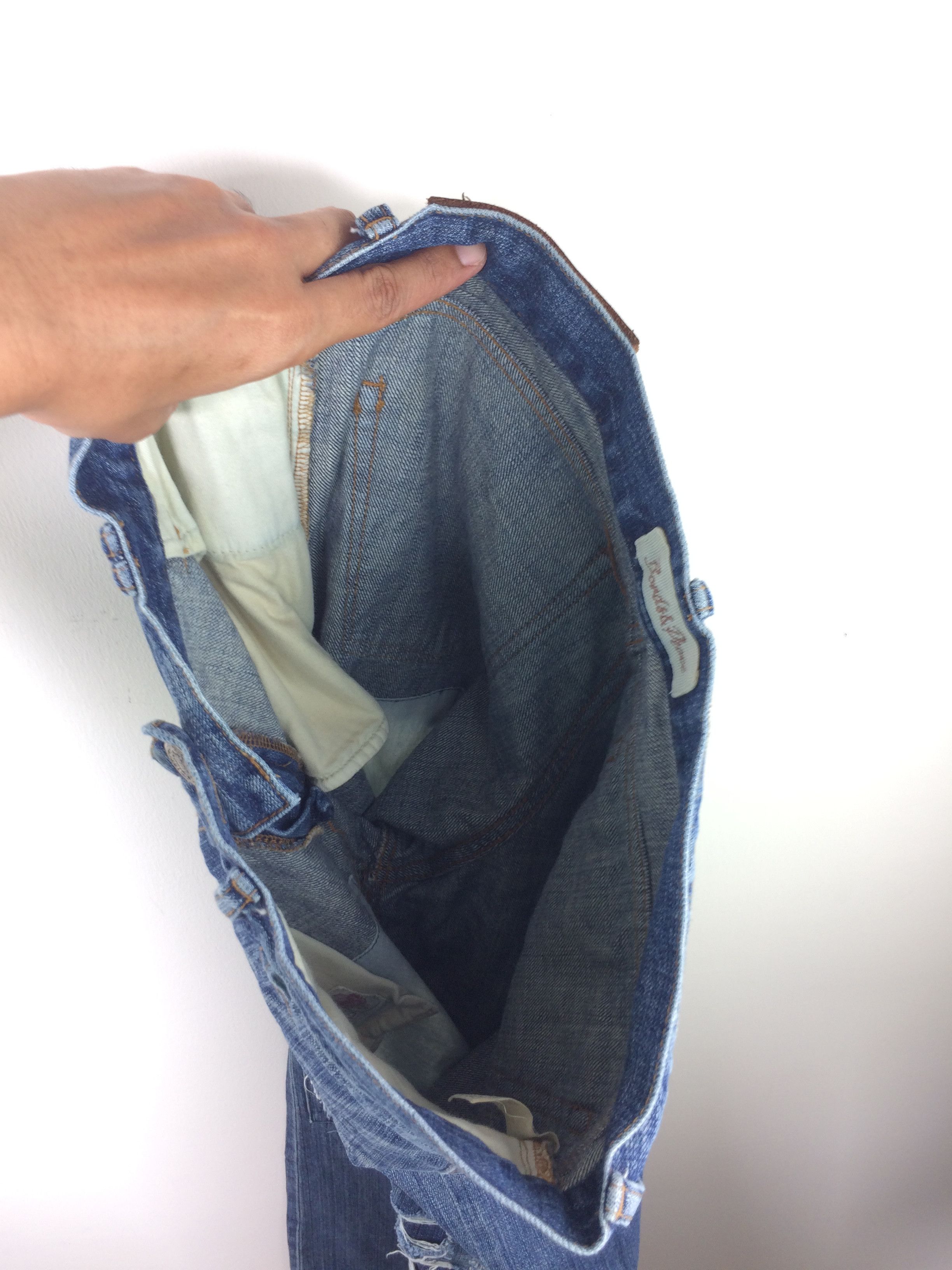Japanese Brand Bonds and Peace Patchwork Distressed Ripped Denim Jeans Size US 32 / EU 48 - 11 Thumbnail