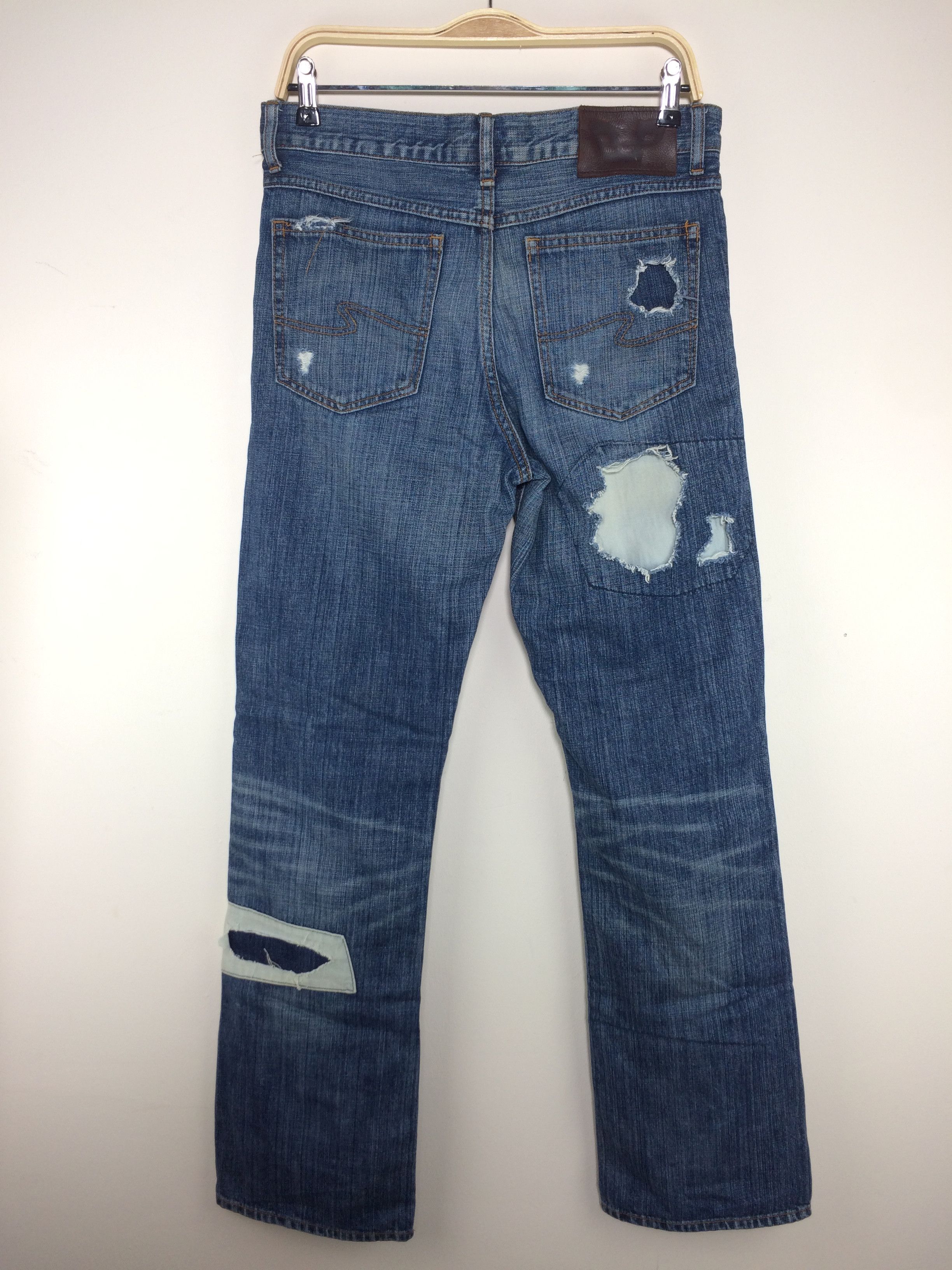 Japanese Brand Bonds and Peace Patchwork Distressed Ripped Denim Jeans Size US 32 / EU 48 - 8 Thumbnail