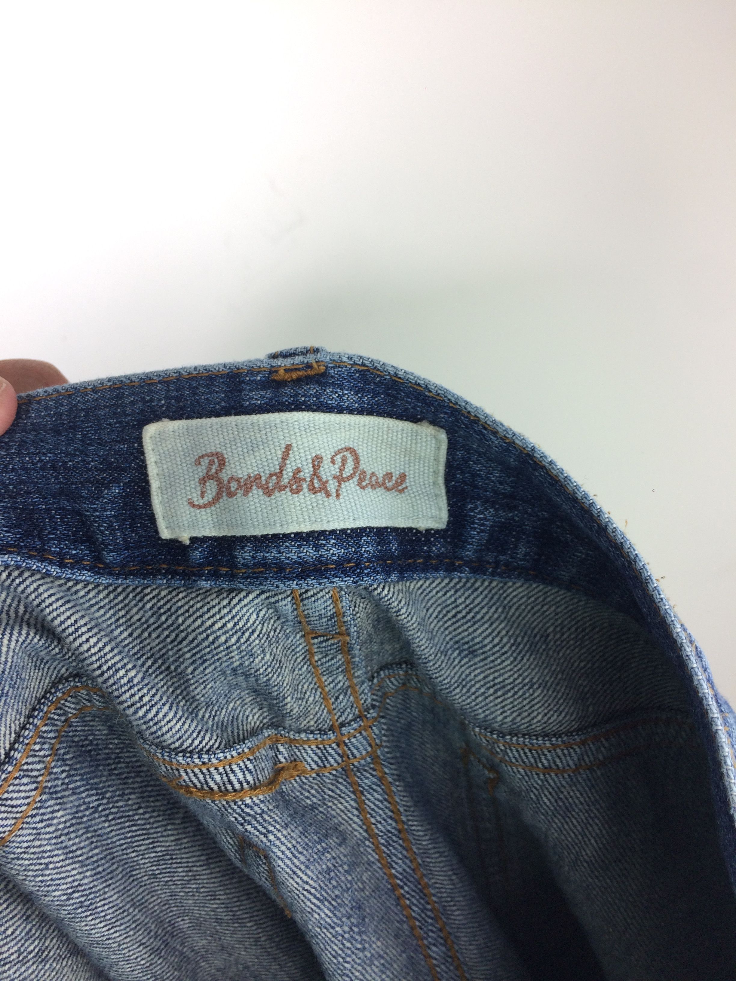 Japanese Brand Bonds and Peace Patchwork Distressed Ripped Denim Jeans Size US 32 / EU 48 - 12 Thumbnail