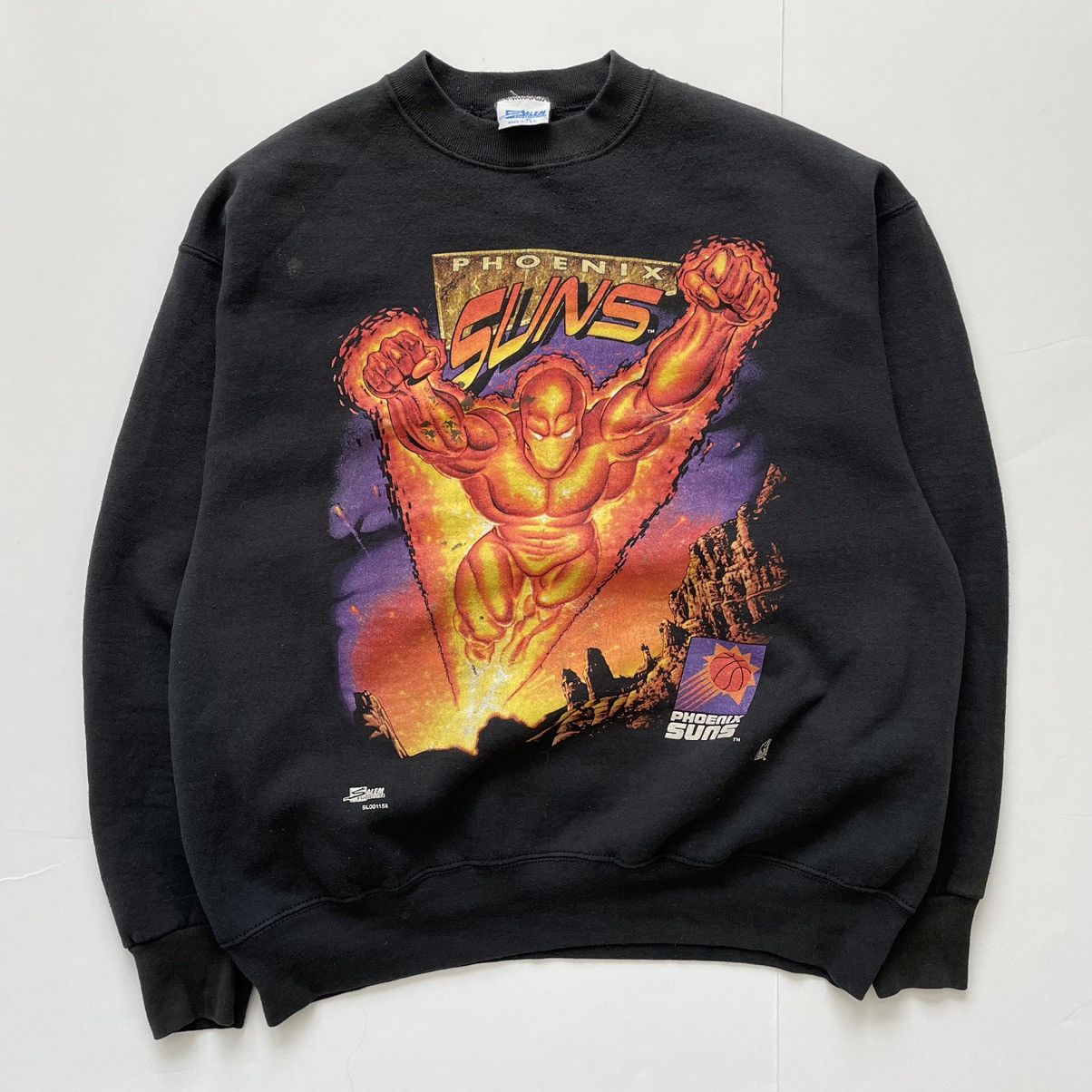 NBA × Salem Sportswear × Vintage RARE Vintage 90s Phoenix Suns Super Hero Salem Sweatshirt XL Size US XL / EU 56 / 4 - 1 Thumbnail