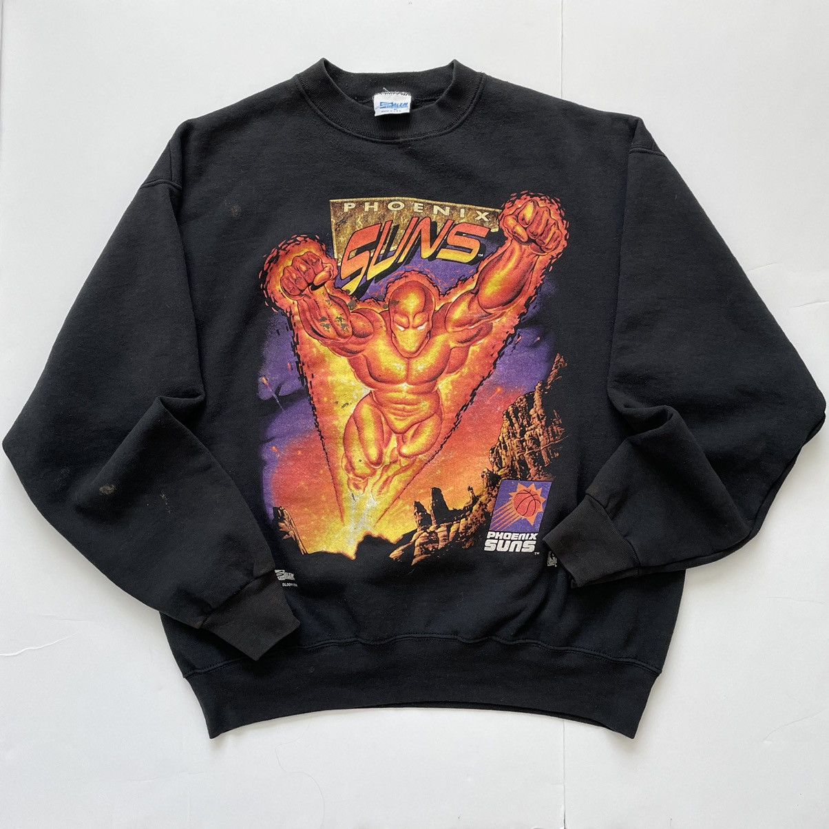 NBA × Salem Sportswear × Vintage RARE Vintage 90s Phoenix Suns Super Hero Salem Sweatshirt XL Size US XL / EU 56 / 4 - 2 Thumbnail