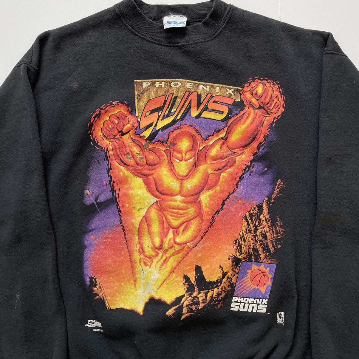 NBA × Salem Sportswear × Vintage RARE Vintage 90s Phoenix Suns Super Hero Salem Sweatshirt XL Size US XL / EU 56 / 4 - 4 Thumbnail