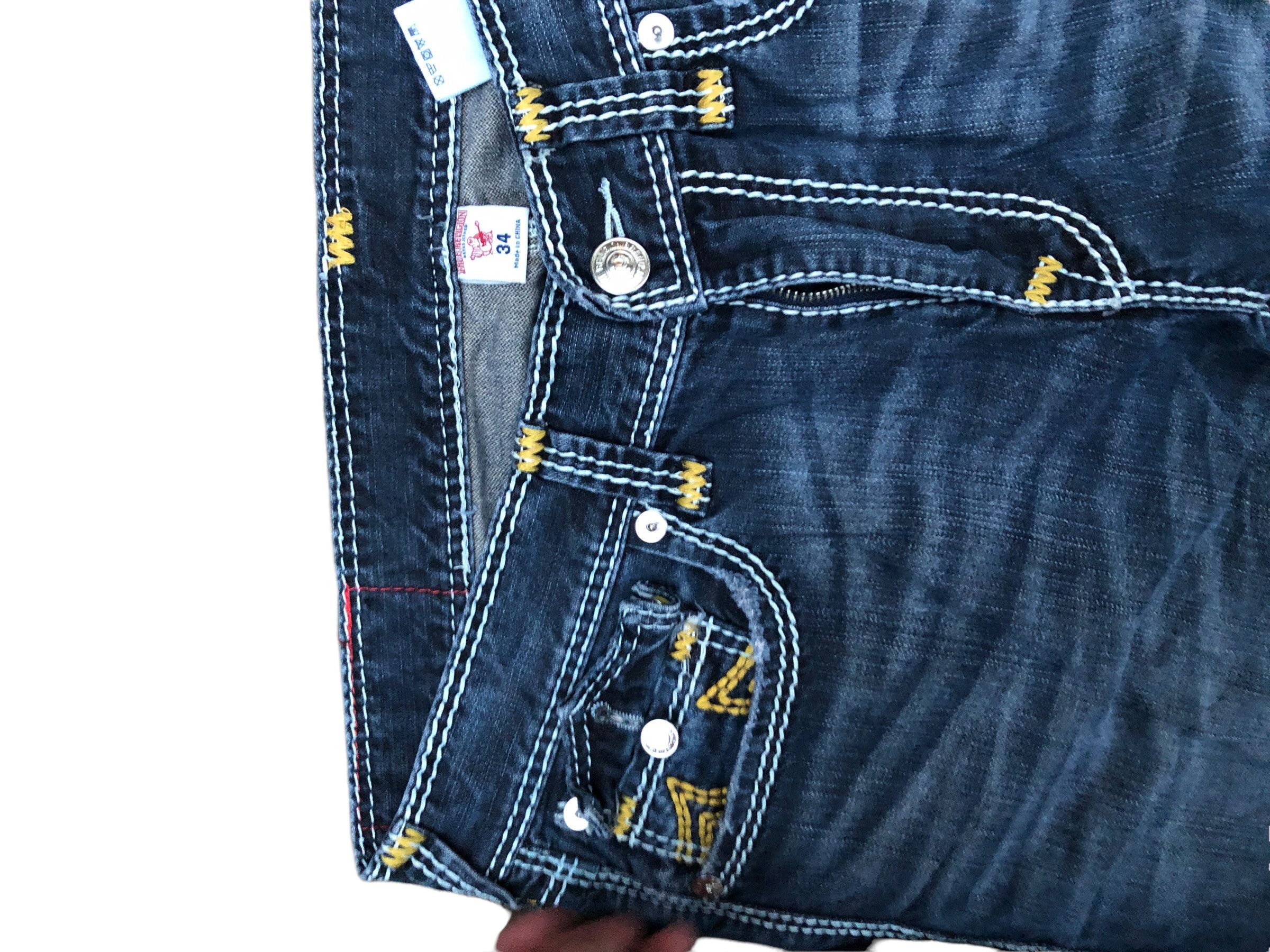 True Religion × Vintage Vintage True Religion Jeans Size 34 STRAIGHT Yellow Stitch Size US 34 / EU 50 - 5 Thumbnail