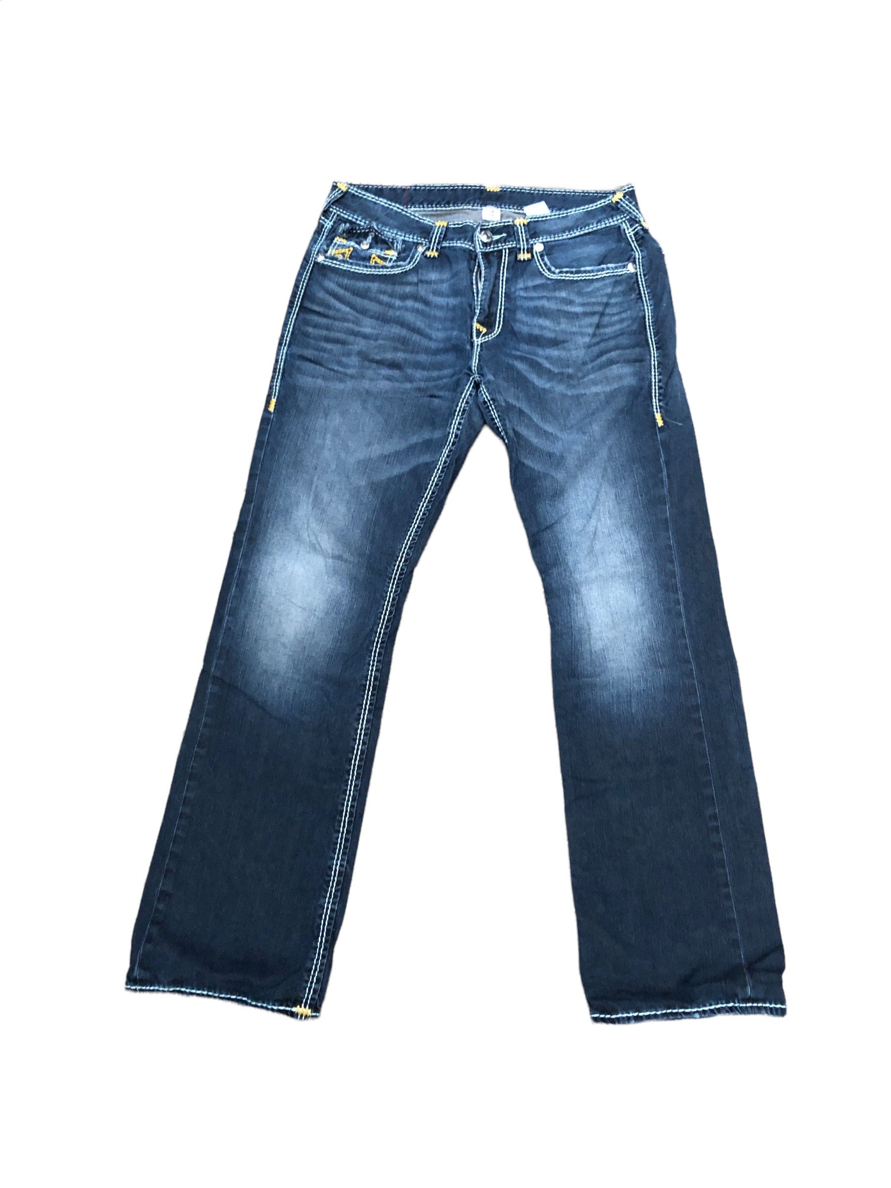 True Religion × Vintage Vintage True Religion Jeans Size 34 STRAIGHT Yellow Stitch Size US 34 / EU 50 - 4 Thumbnail
