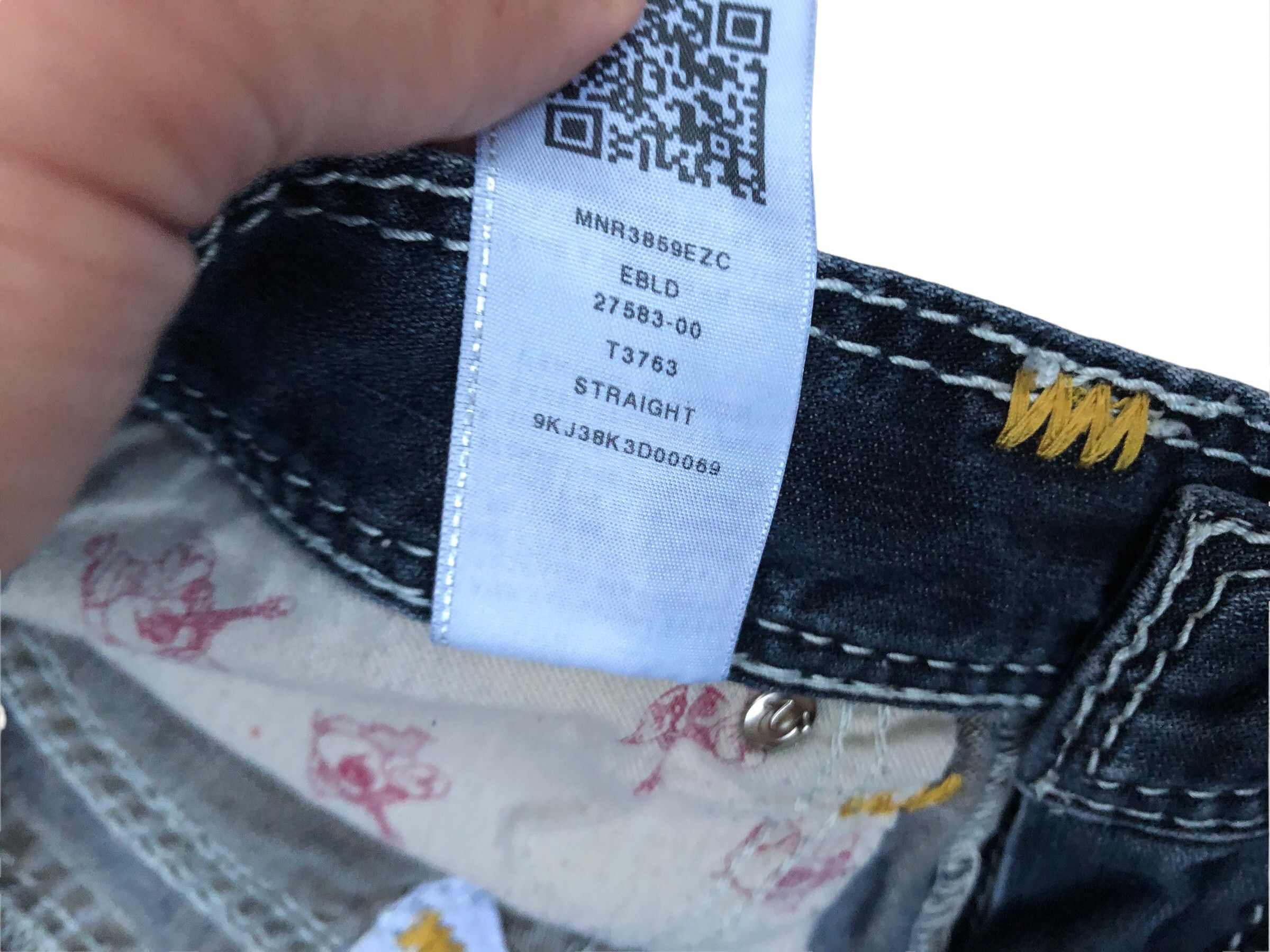 Vintage True Religion Jeans Size 34 STRAIGHT Yellow Stitch