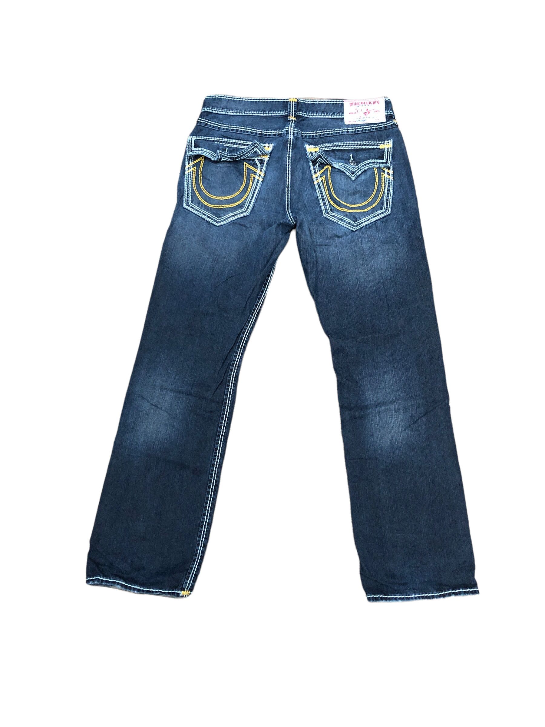 Vintage True Religion Jeans Size 34 STRAIGHT Yellow Stitch