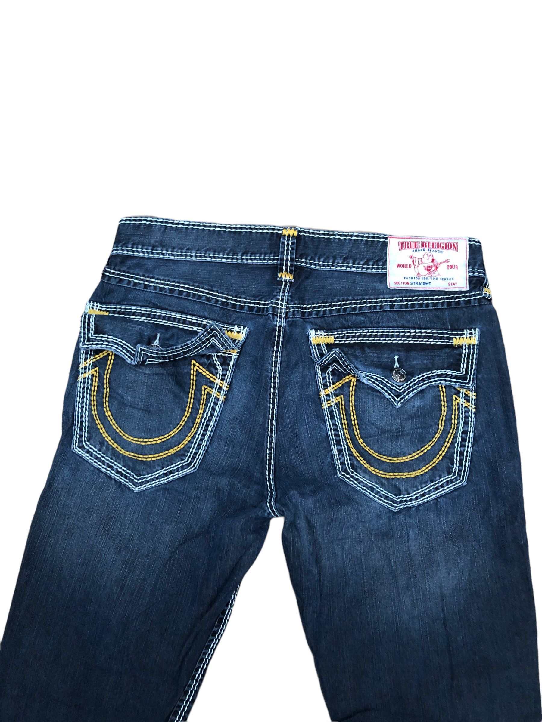 Vintage True Religion Jeans Size 34 STRAIGHT Yellow Stitch