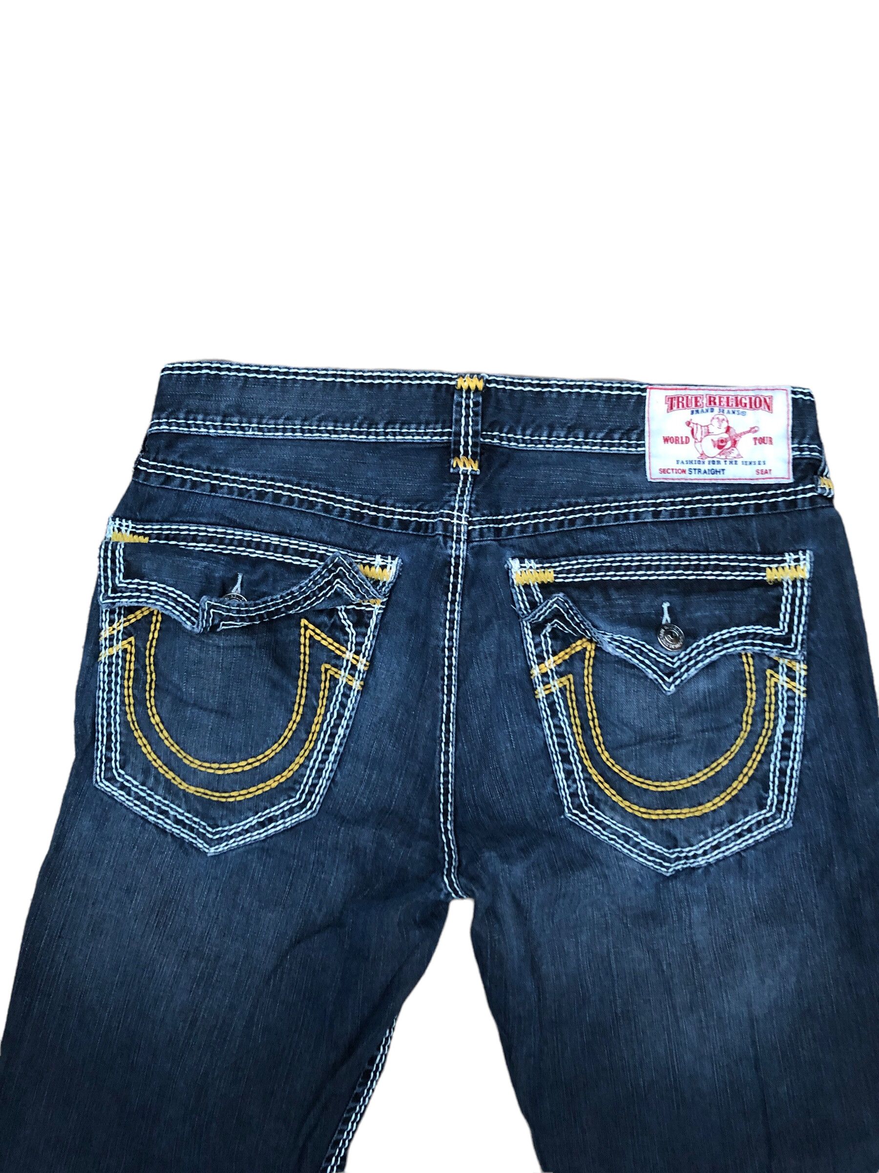 Vintage True Religion Jeans Size 34 STRAIGHT Yellow Stitch