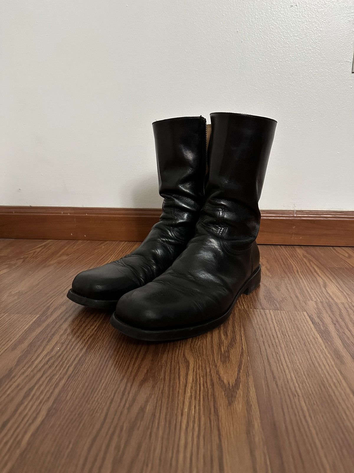 image of Dries Van Noten Square Toe Zipped Boots in Black, Men's (Size 11)