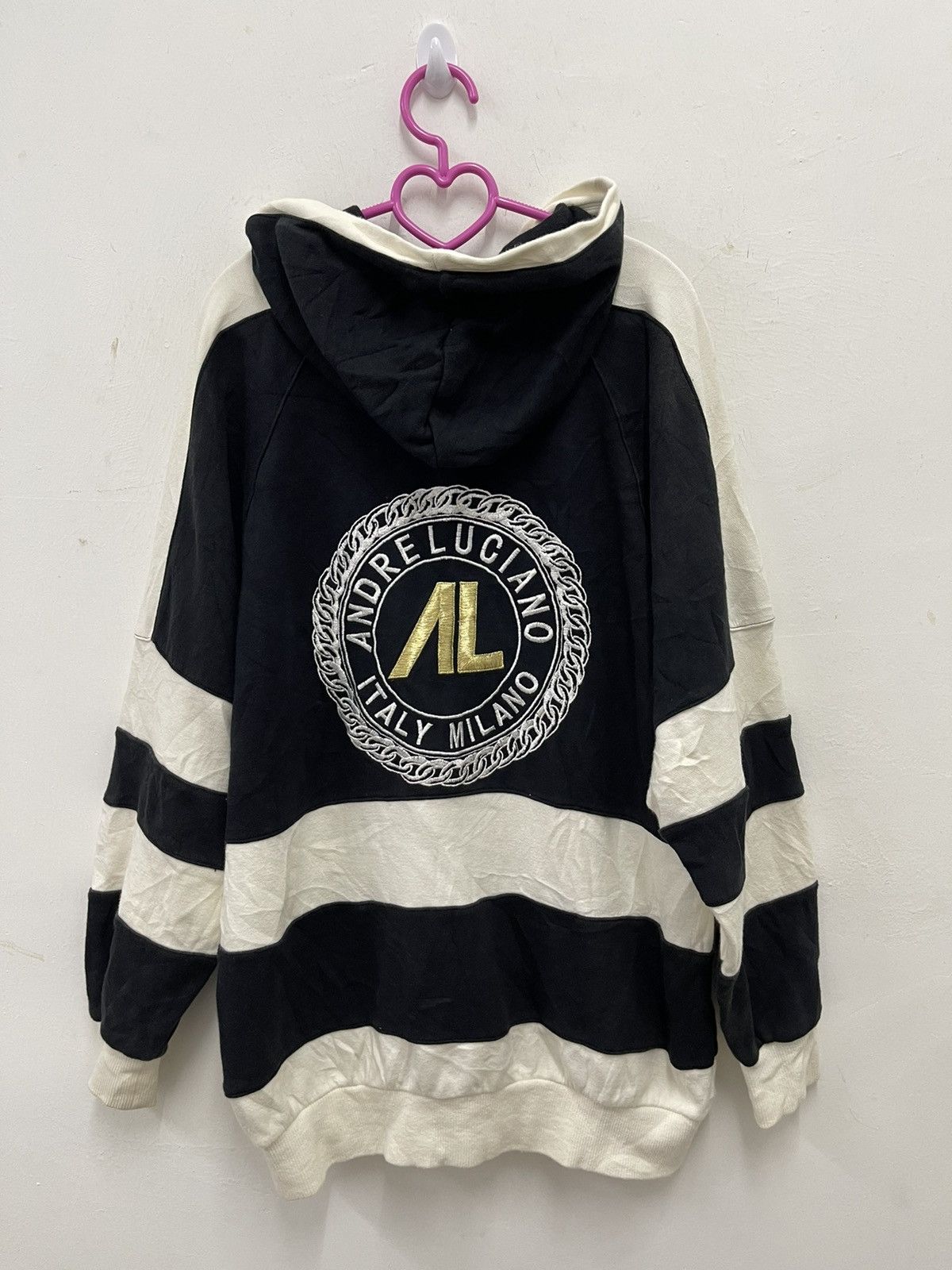 image of Vintage Andreluciano Embroidered Spell Out Hoodie, Men's (Size Large)