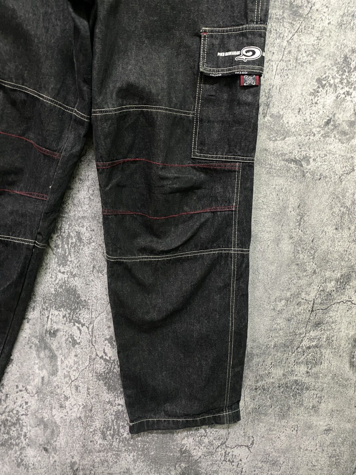 Japanese Brand PIKO Hawaiian Denim Baggy Cargo Pants Size US 29 - 6 Thumbnail