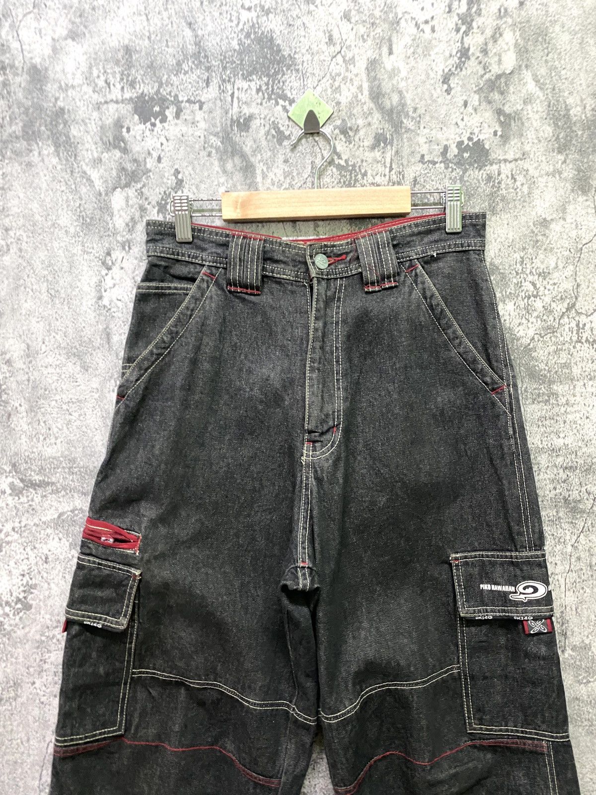 Japanese Brand PIKO Hawaiian Denim Baggy Cargo Pants Size US 29 - 3 Thumbnail