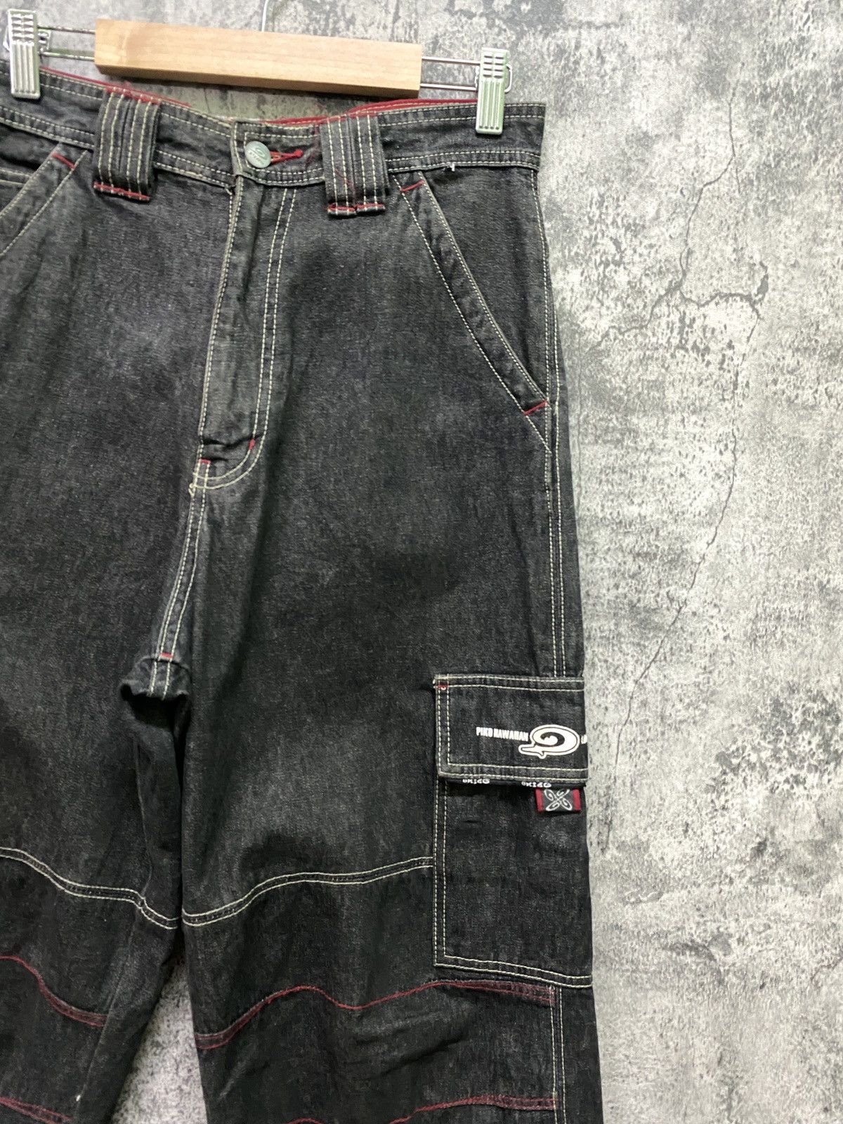 Japanese Brand PIKO Hawaiian Denim Baggy Cargo Pants Size US 29 - 5 Thumbnail