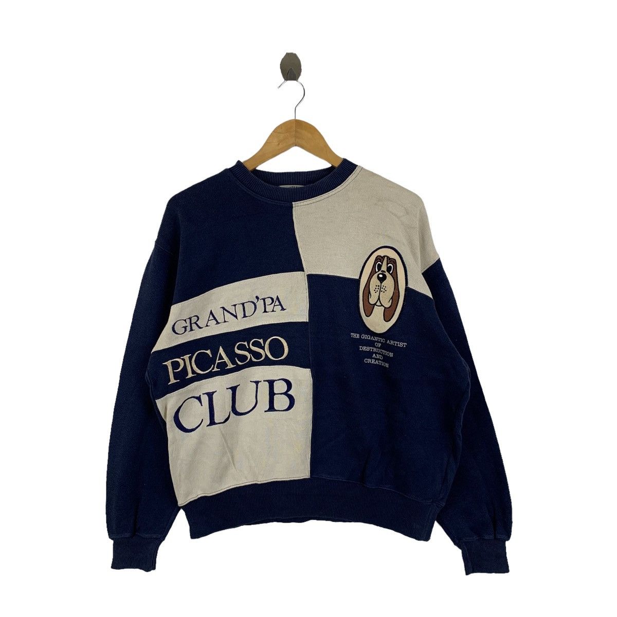 image of Vintage Grand’Pa Picasso Sports Club Big Logo Sweatshirt in Blue, Women's (Size Medium)