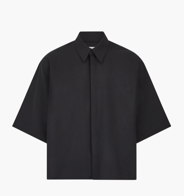 Florence Black Black Wool Boxy Short Sleeve Shirt V2 Size US L / EU 52-54 / 3 - 1 Thumbnail