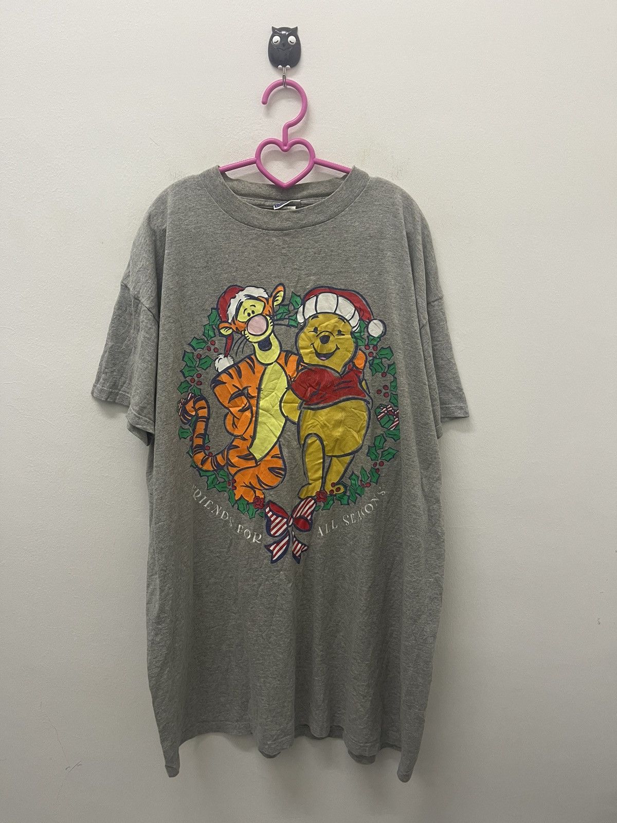 image of Cartoon Network x Disney Vintage Winnie The Pooh Tigger Friends For All Seasons in Grey (Size XL)