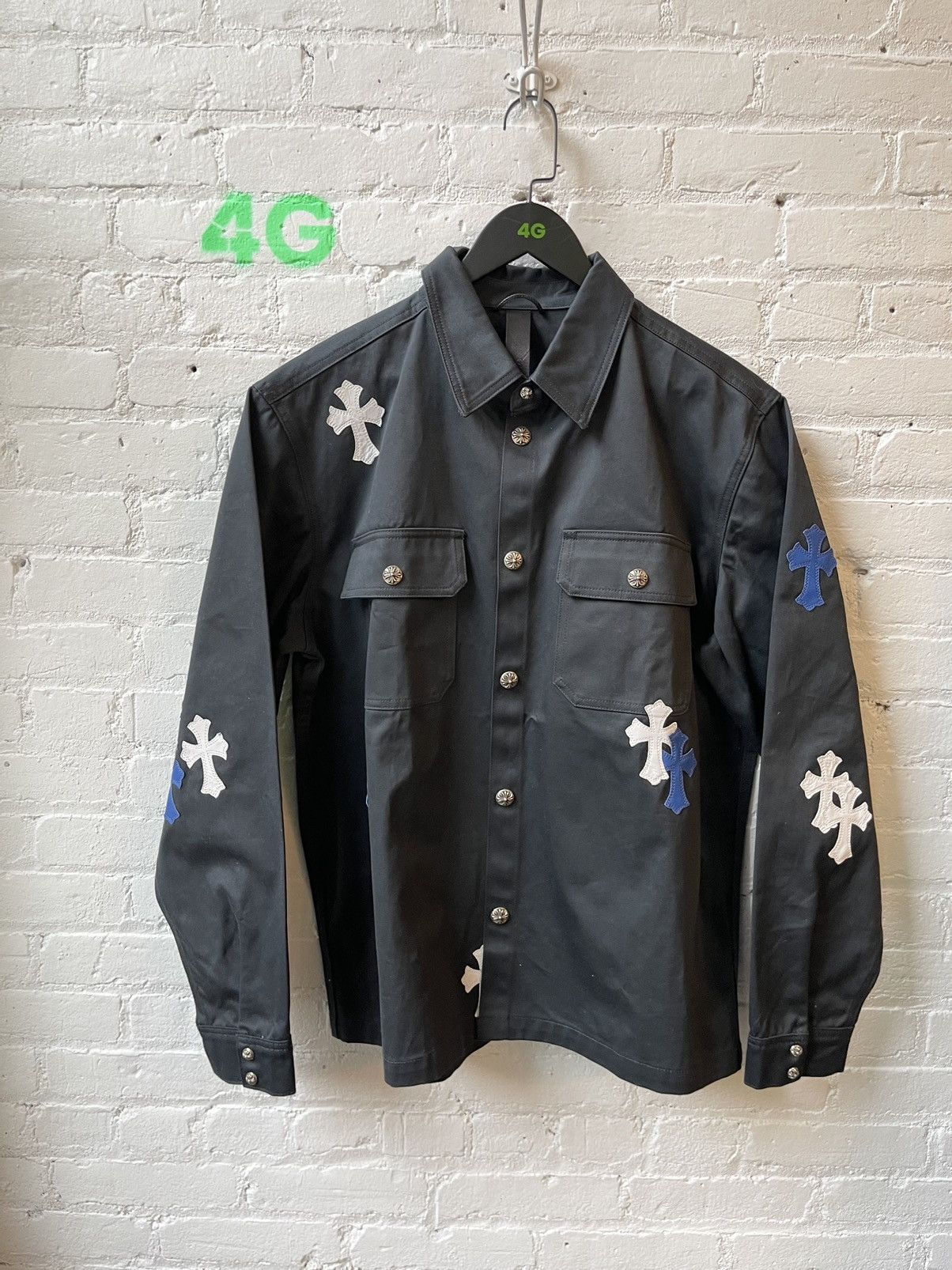 image of Chrome Hearts New 2023 Cross Patch Jacket XL in Navy, Men's