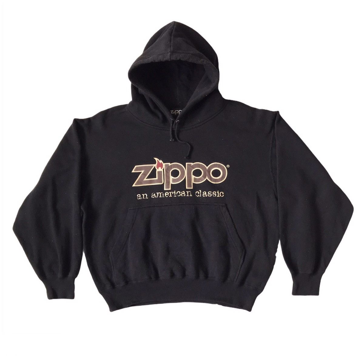 image of Free Style x Zippo An American Classic Hoodie Big Logo Spellout in Black, Men's (Size Medium)