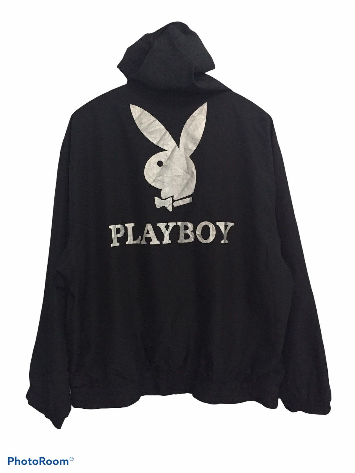 image of Playboy Spellout Jacket Hoodie in Black, Men's (Size Medium)
