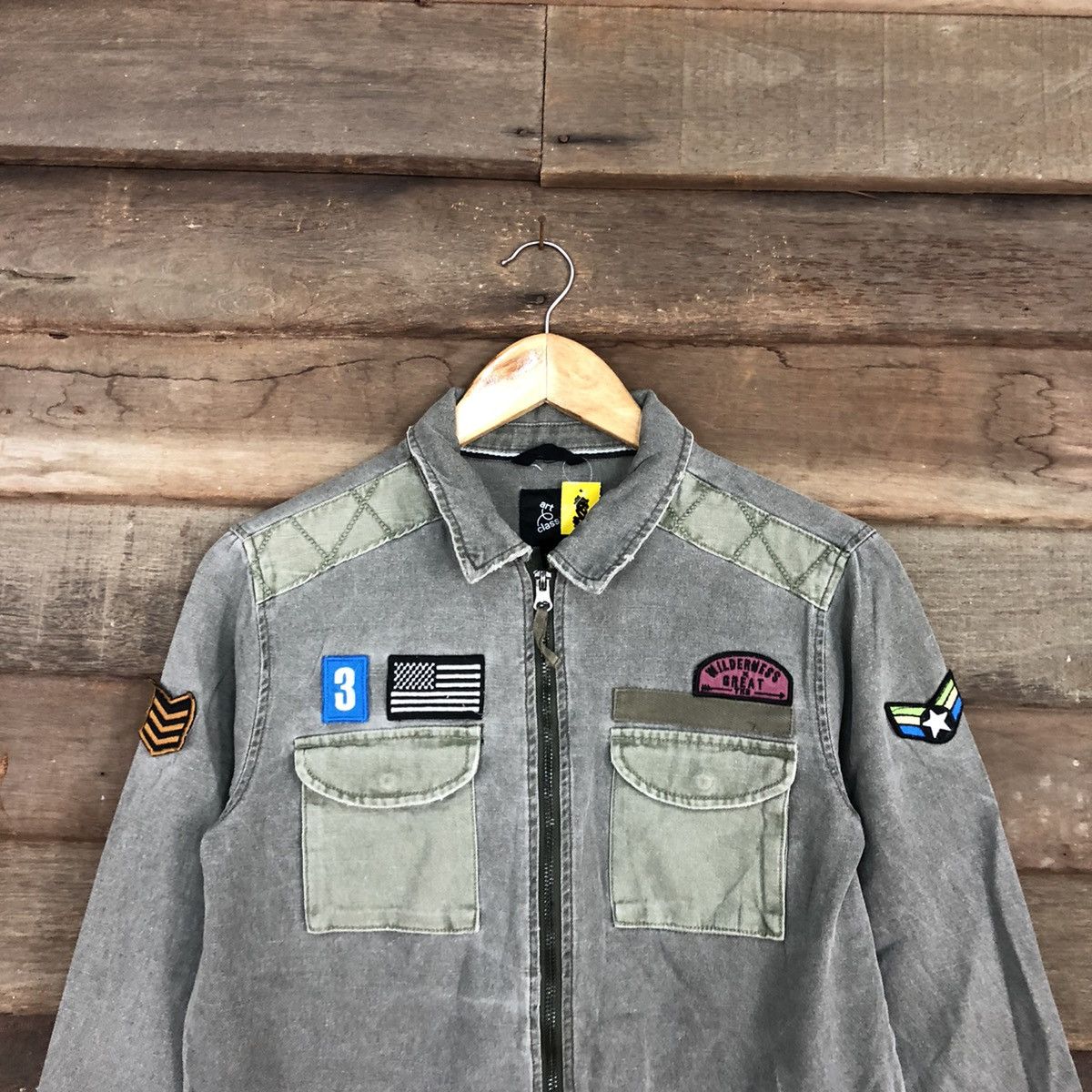 Japanese Brand Art Class military Grey Denim Jacket #4631 Size US S / EU 44-46 / 1 - 9 Thumbnail