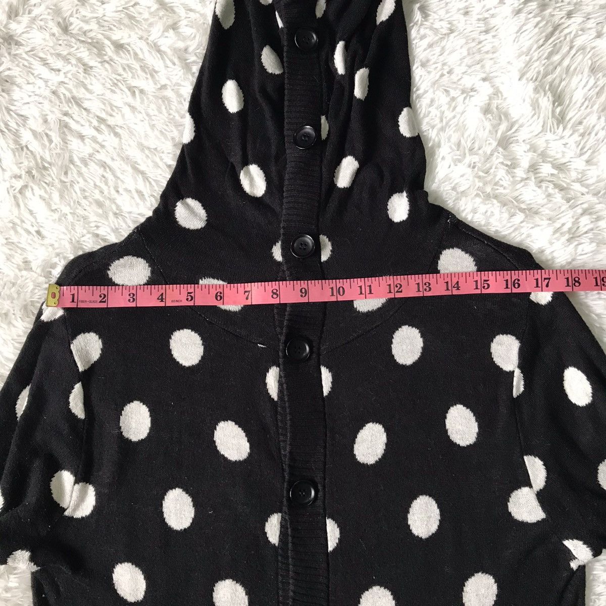 Japanese Brand Jungle Storm Polka Dot Cardigan Sweater Full Button Hooded Size US M / EU 48-50 / 2 - 24 Thumbnail