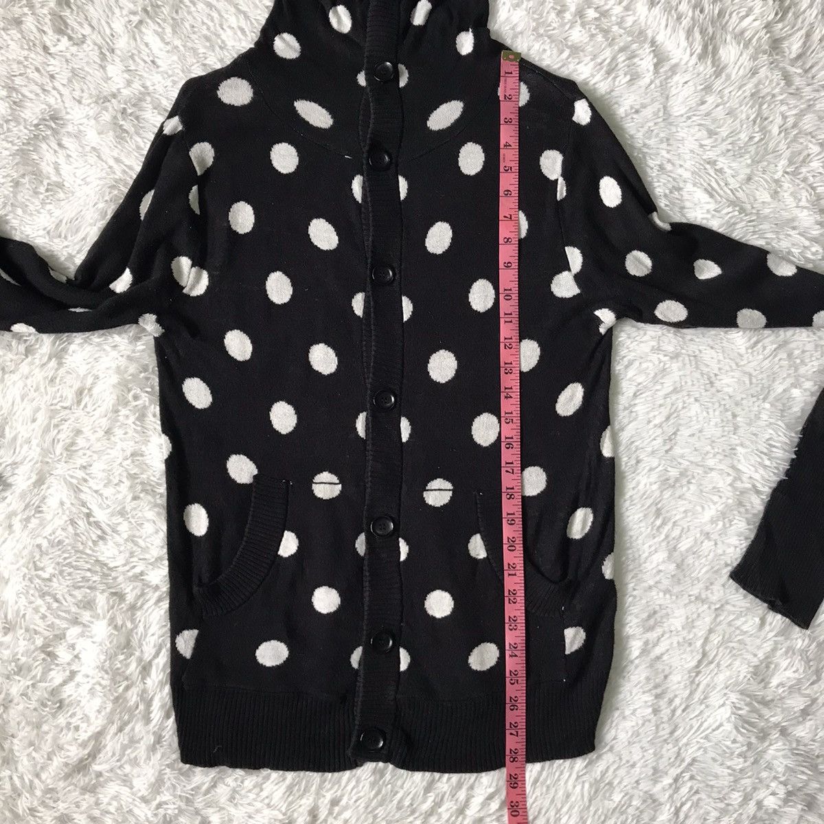 Japanese Brand Jungle Storm Polka Dot Cardigan Sweater Full Button Hooded Size US M / EU 48-50 / 2 - 23 Thumbnail