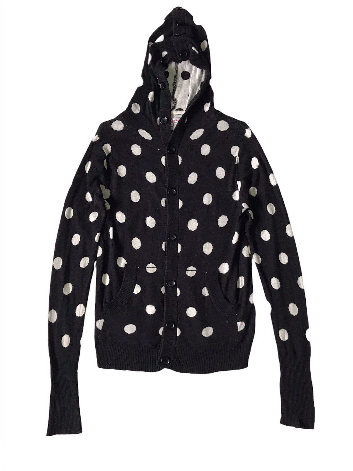 Japanese Brand Jungle Storm Polka Dot Cardigan Sweater Full Button Hooded Size US M / EU 48-50 / 2 - 2 Thumbnail