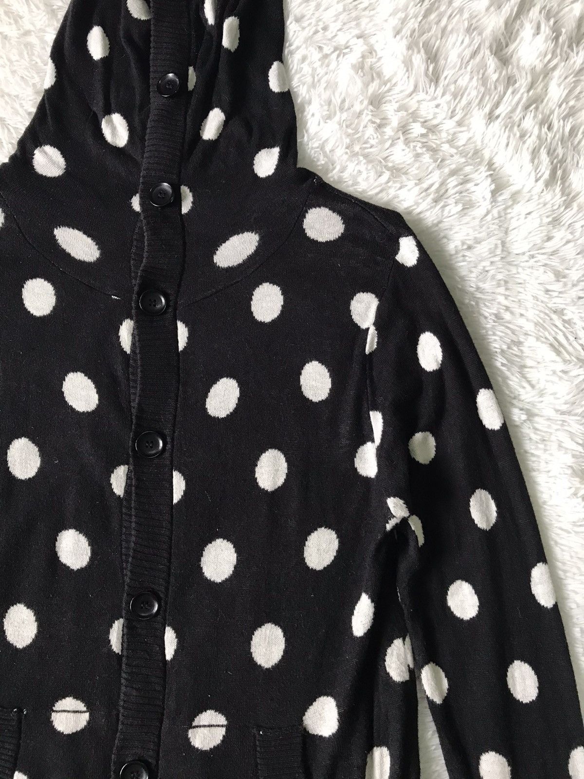 Japanese Brand Jungle Storm Polka Dot Cardigan Sweater Full Button Hooded Size US M / EU 48-50 / 2 - 5 Thumbnail