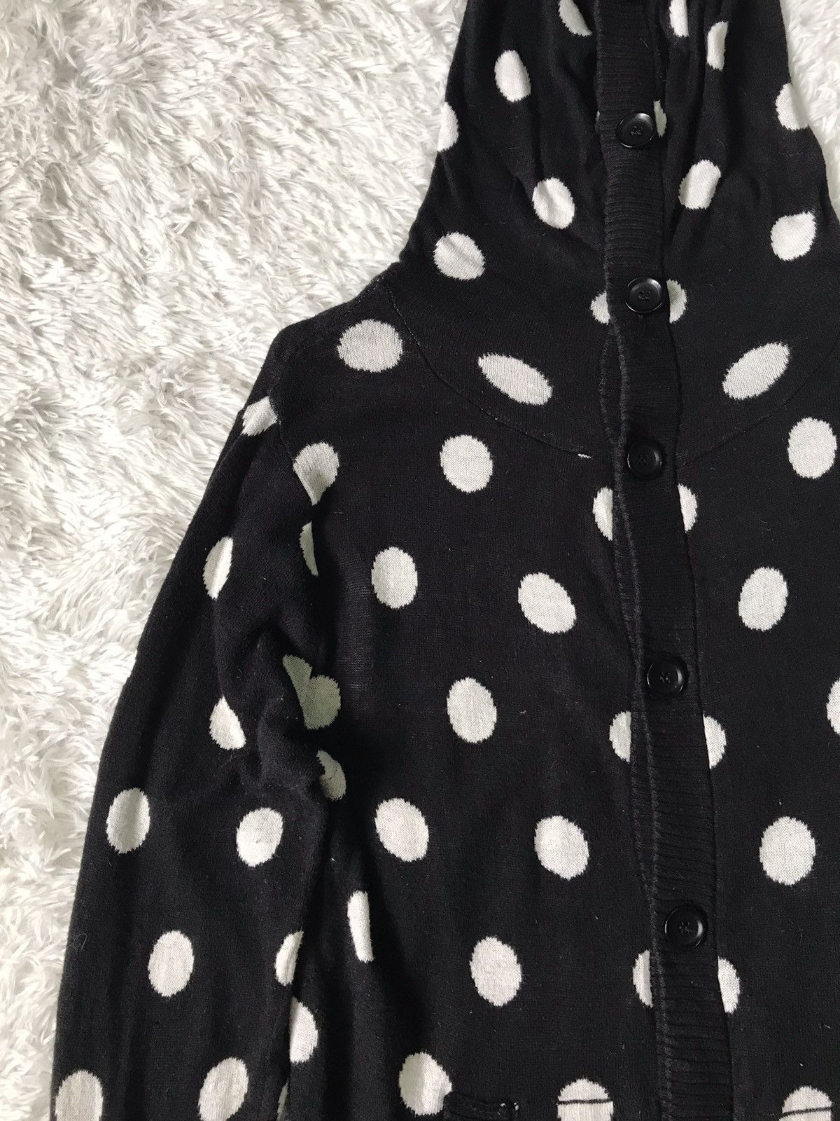 Japanese Brand Jungle Storm Polka Dot Cardigan Sweater Full Button Hooded Size US M / EU 48-50 / 2 - 4 Thumbnail