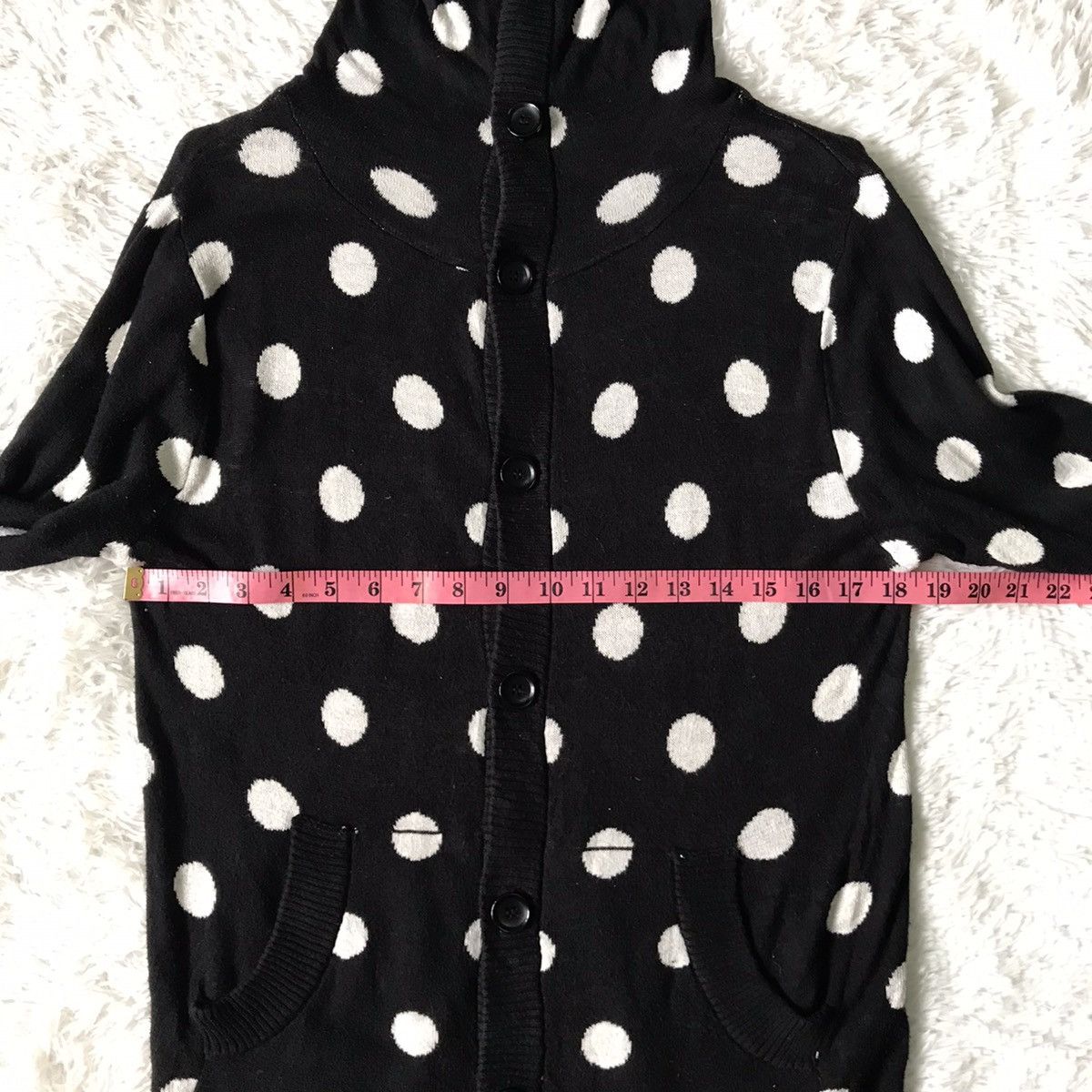 Japanese Brand Jungle Storm Polka Dot Cardigan Sweater Full Button Hooded Size US M / EU 48-50 / 2 - 22 Thumbnail