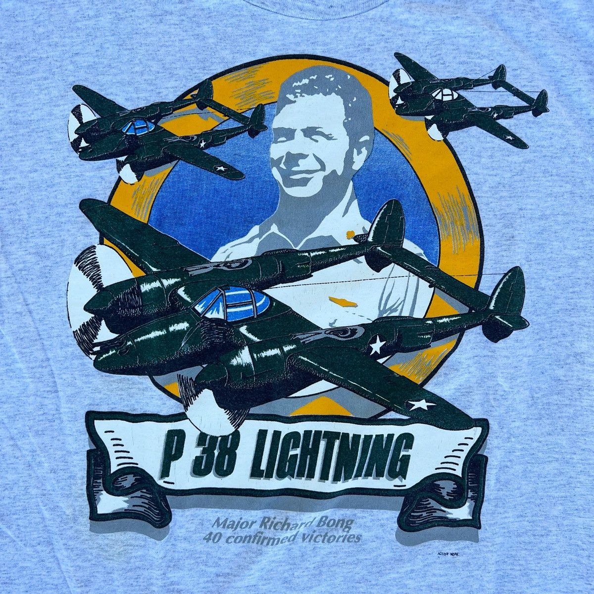 Vintage Vintage 90s P-38 Lightning Plane Single Stitch War Tee Size US M / EU 48-50 / 2 - 6 Thumbnail
