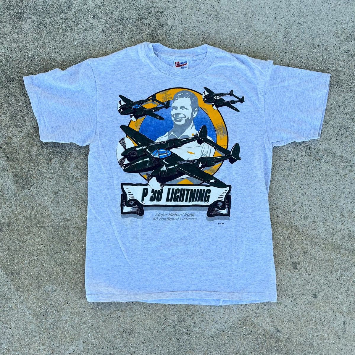 Vintage Vintage 90s P-38 Lightning Plane Single Stitch War Tee Size US M / EU 48-50 / 2 - 1 Thumbnail