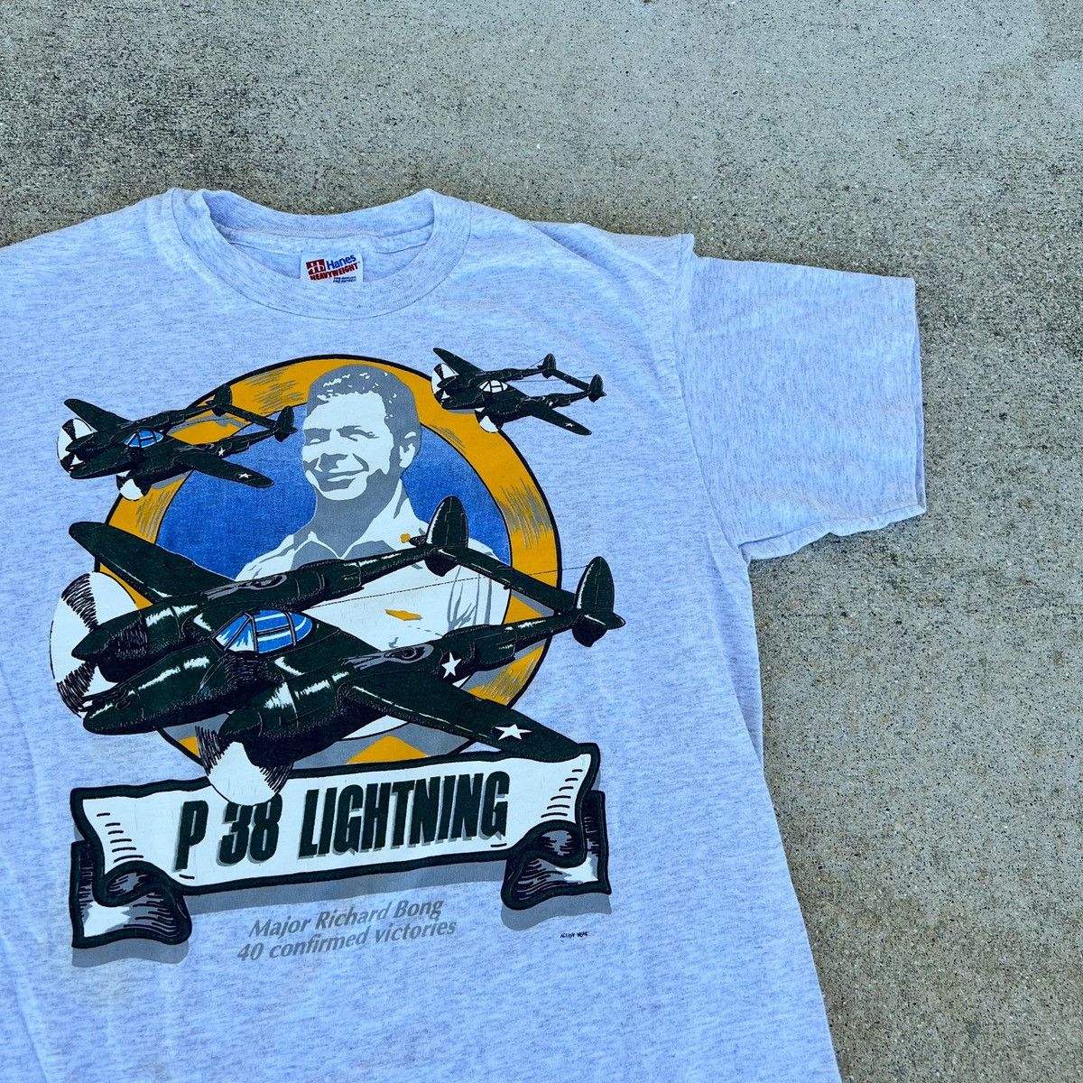 Vintage Vintage 90s P-38 Lightning Plane Single Stitch War Tee Size US M / EU 48-50 / 2 - 2 Thumbnail