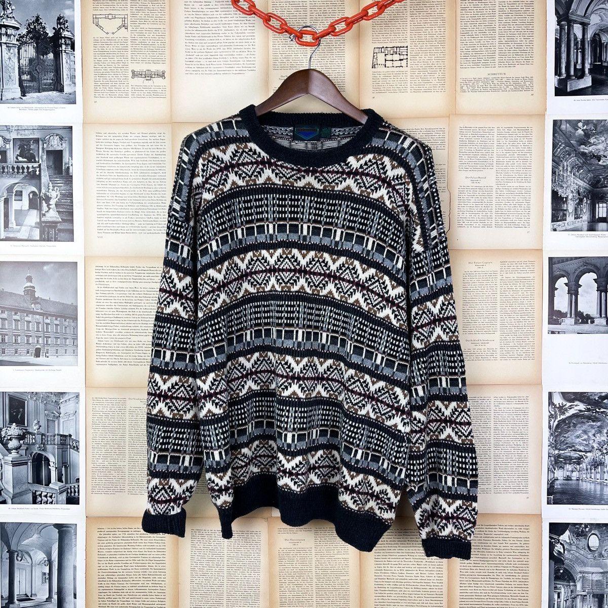 Vintage Vintage 90s Nordic Style Woven Sweater Size US XL / EU 56 / 4 - 1 Thumbnail