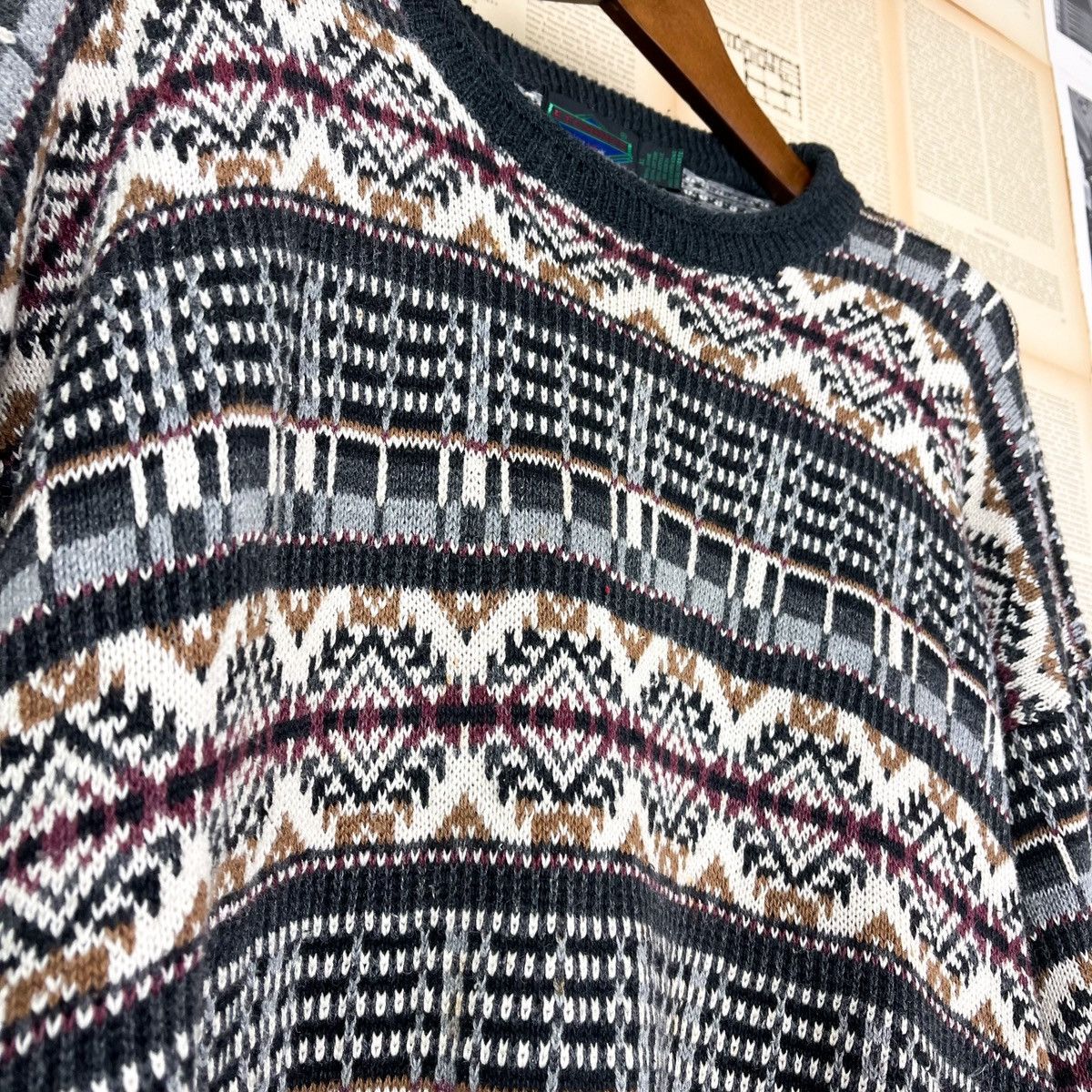 Vintage Vintage 90s Nordic Style Woven Sweater Size US XL / EU 56 / 4 - 2 Thumbnail