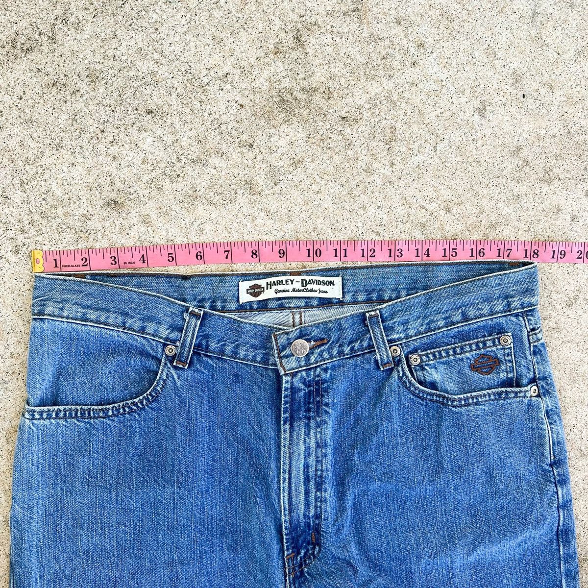 Harley Davidson × Vintage Vintage Harley Davidson Biker Denim Jeans 36x30 Light Wash Size US 36 / EU 52 - 8 Thumbnail