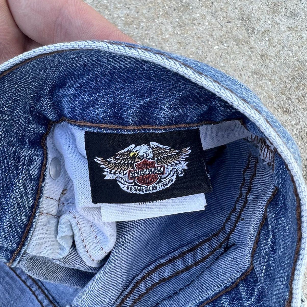 Harley Davidson × Vintage Vintage Harley Davidson Biker Denim Jeans 36x30 Light Wash Size US 36 / EU 52 - 12 Thumbnail