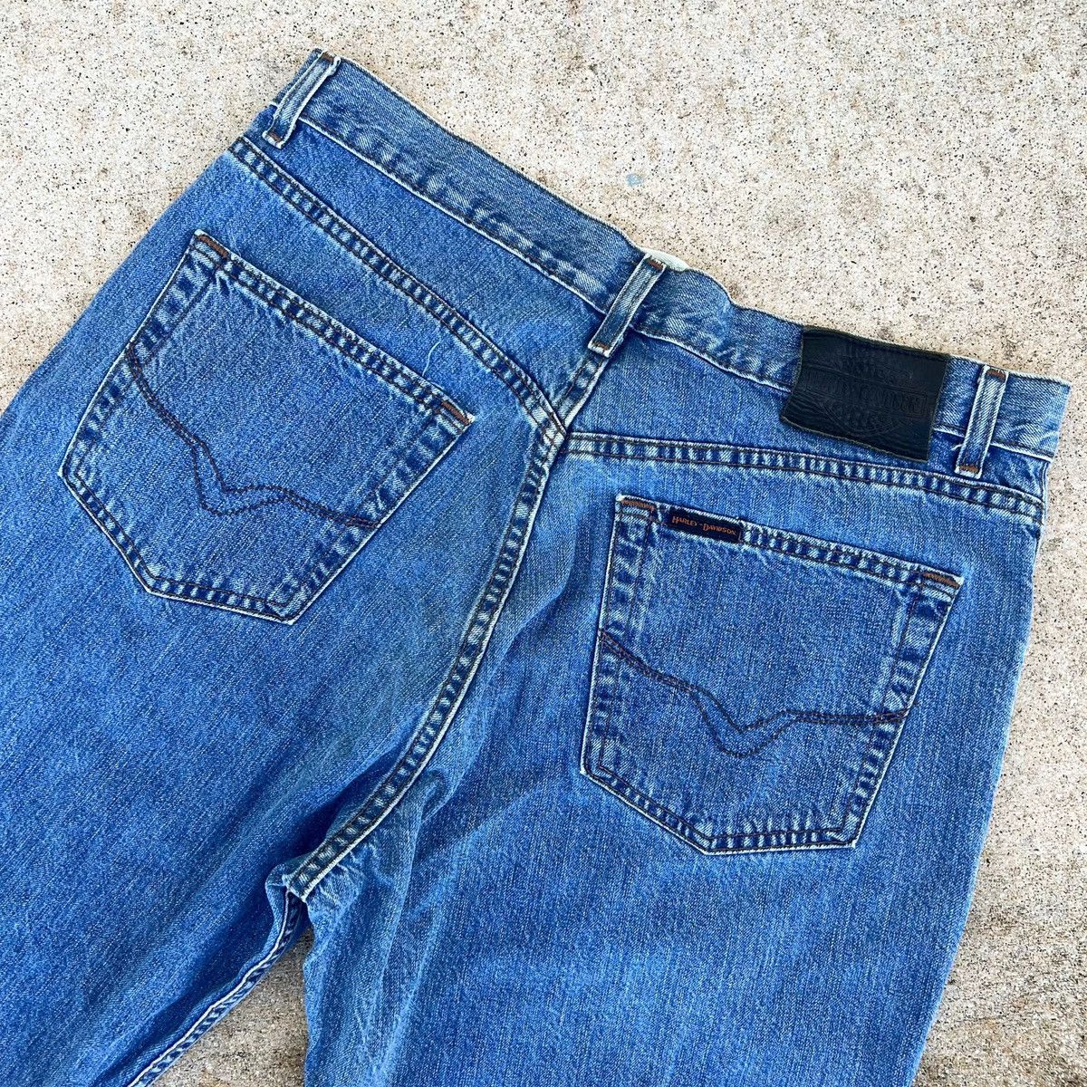 Harley Davidson × Vintage Vintage Harley Davidson Biker Denim Jeans 36x30 Light Wash Size US 36 / EU 52 - 5 Thumbnail