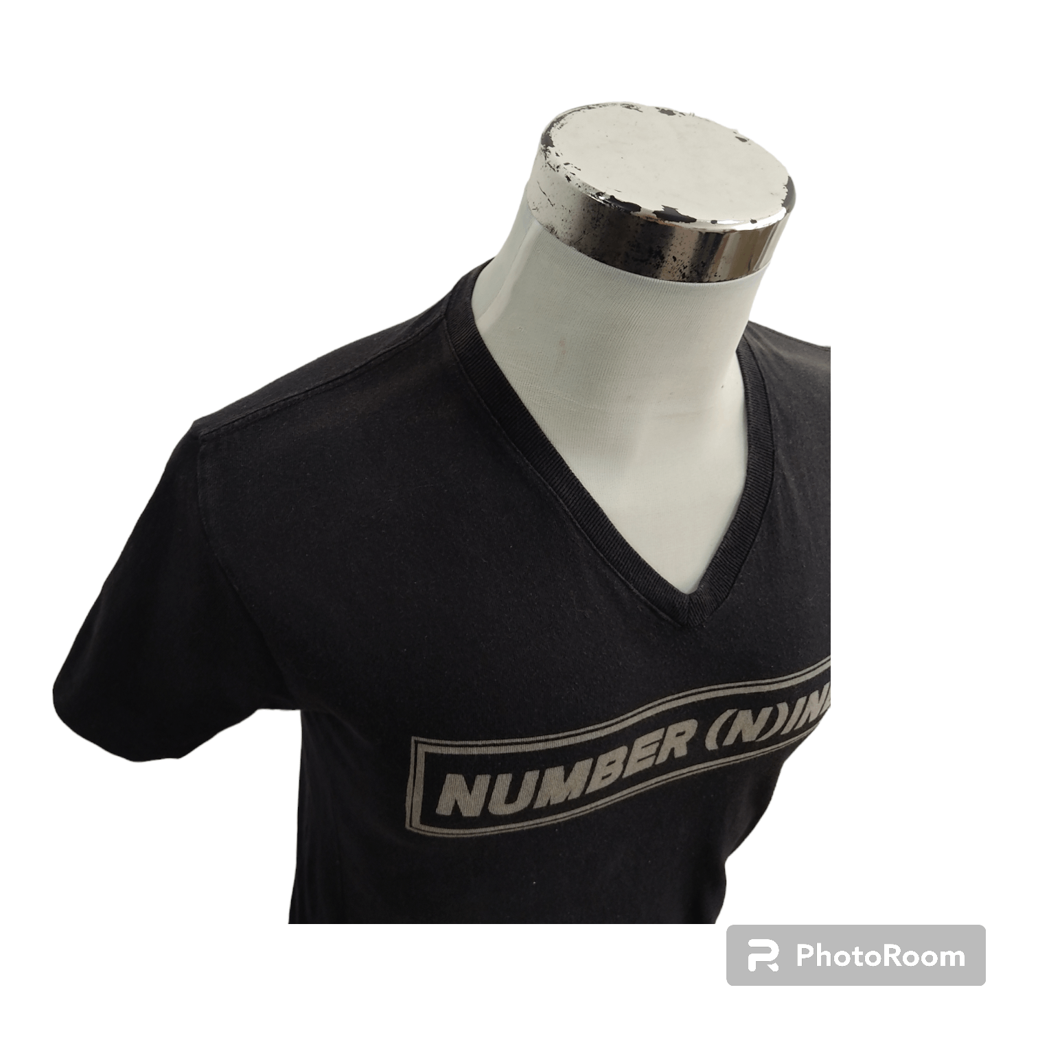 Japanese Brand Number (N)ine Denim SpellOut Box V-neck T-shirt Size US S / EU 44-46 / 1 - 3 Thumbnail