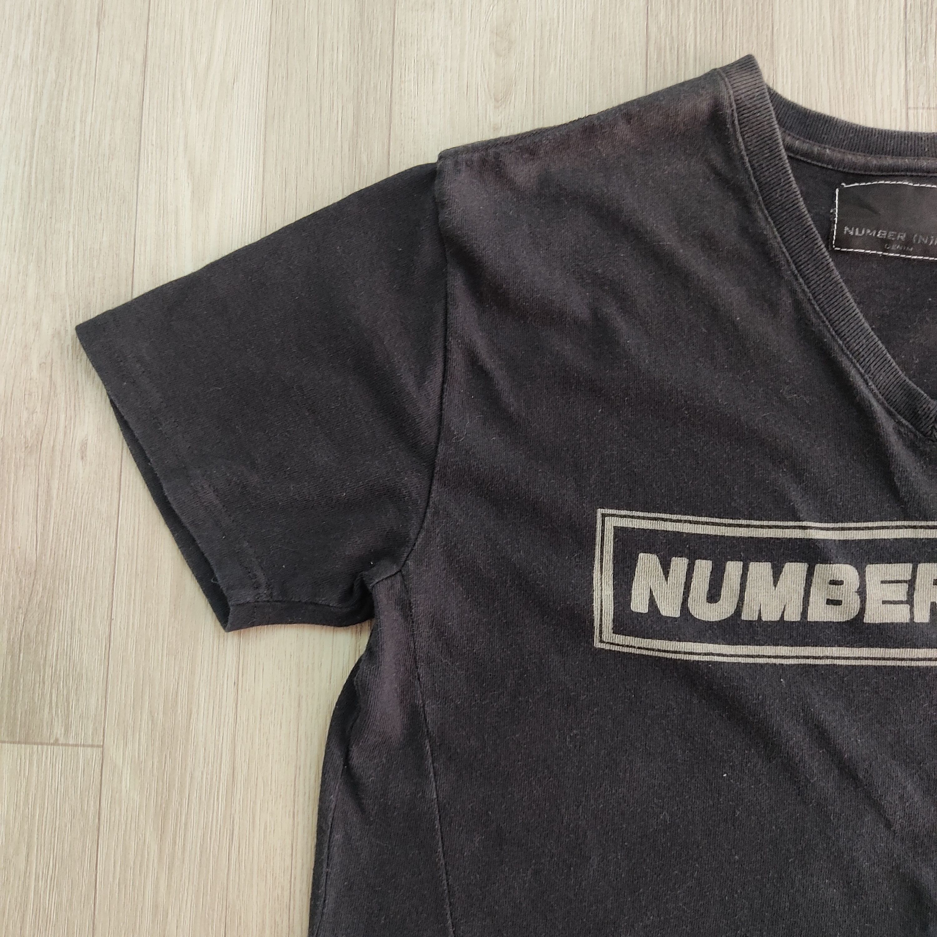 Japanese Brand Number (N)ine Denim SpellOut Box V-neck T-shirt Size US S / EU 44-46 / 1 - 8 Thumbnail