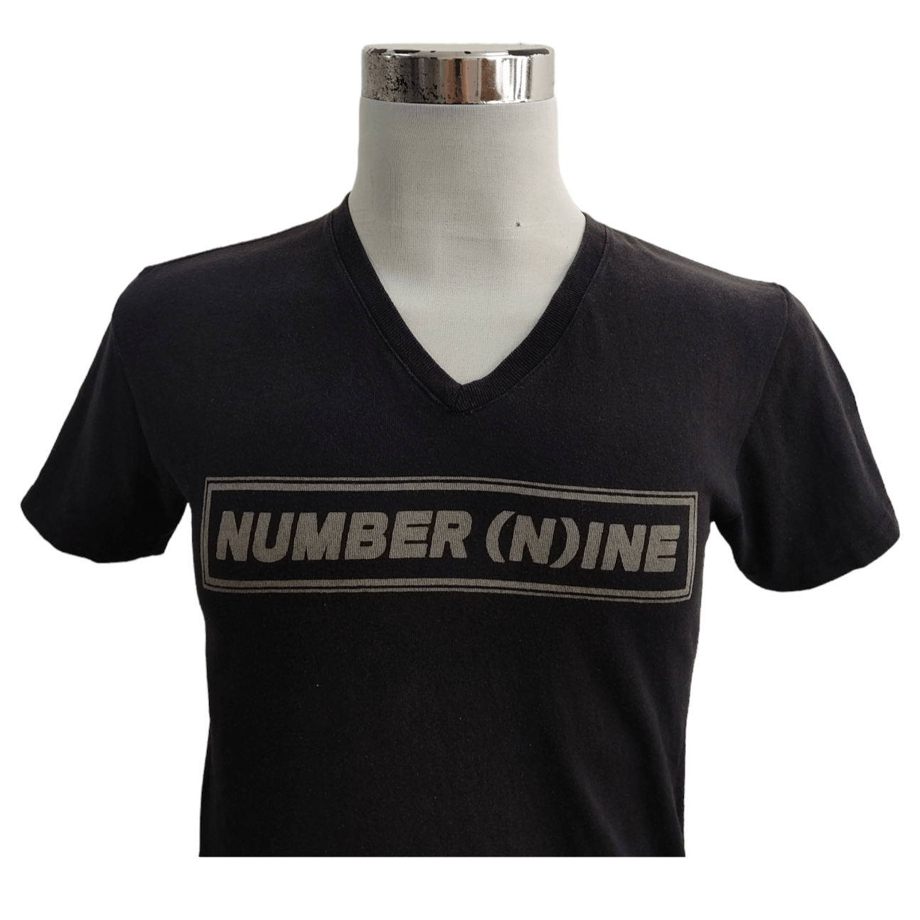 Japanese Brand Number (N)ine Denim SpellOut Box V-neck T-shirt Size US S / EU 44-46 / 1 - 2 Thumbnail
