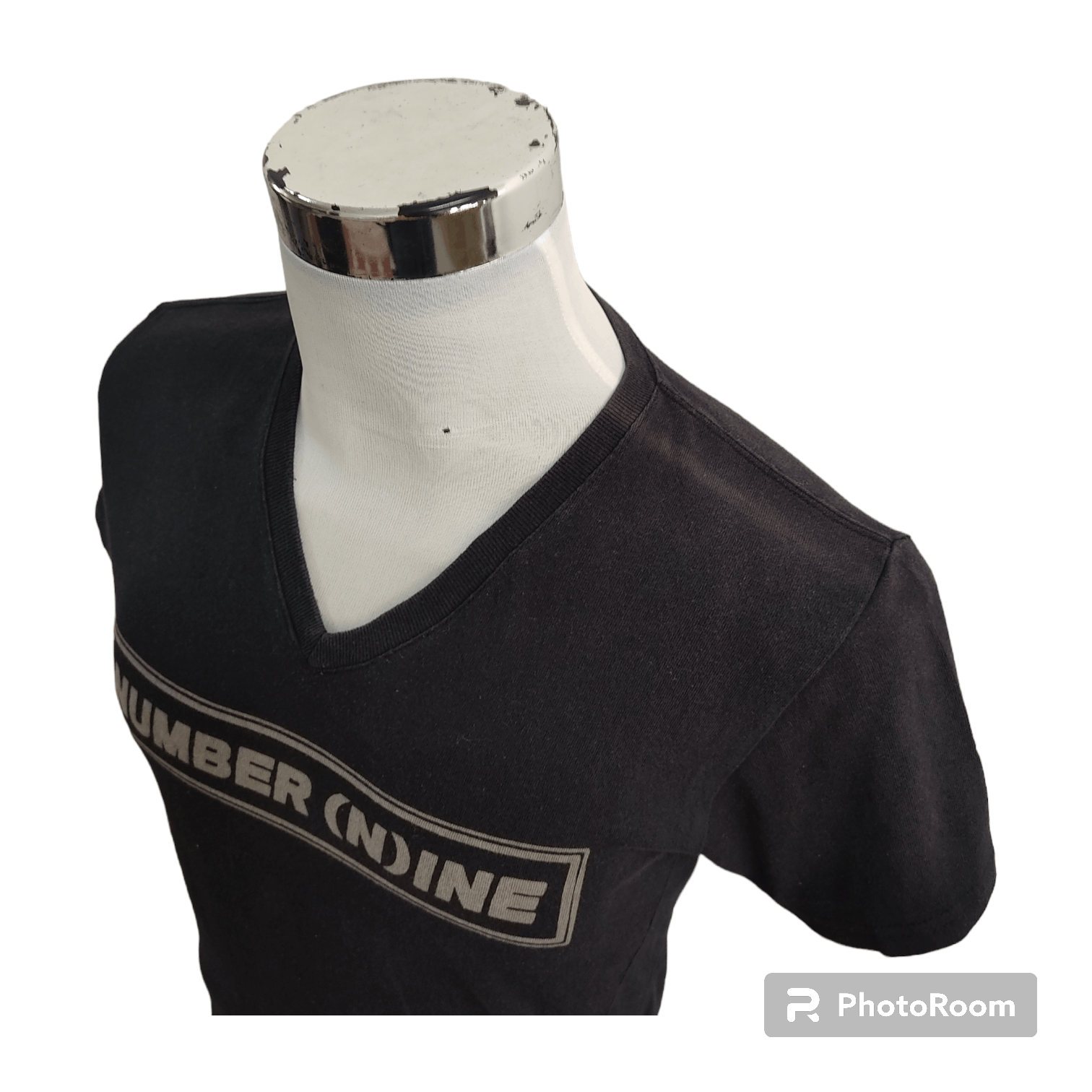 Japanese Brand Number (N)ine Denim SpellOut Box V-neck T-shirt Size US S / EU 44-46 / 1 - 4 Thumbnail