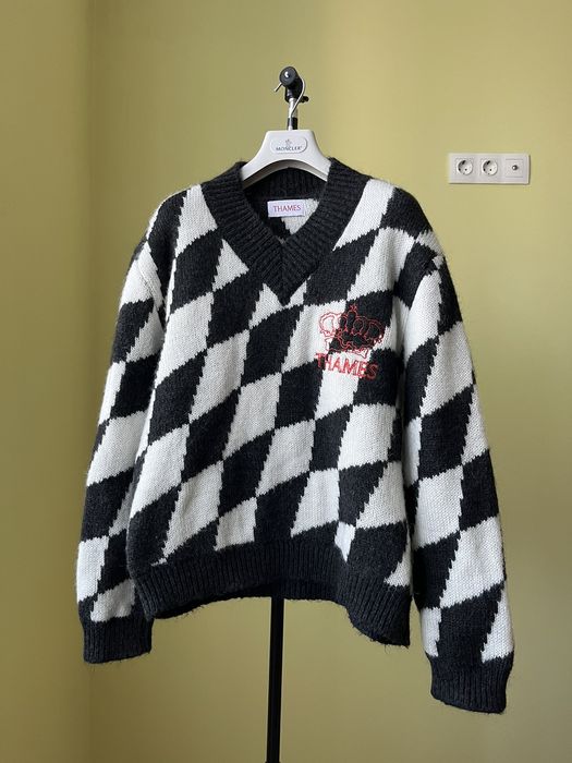 Thames Thames MMXX Black & White Argyle Savoy Sweater | Grailed