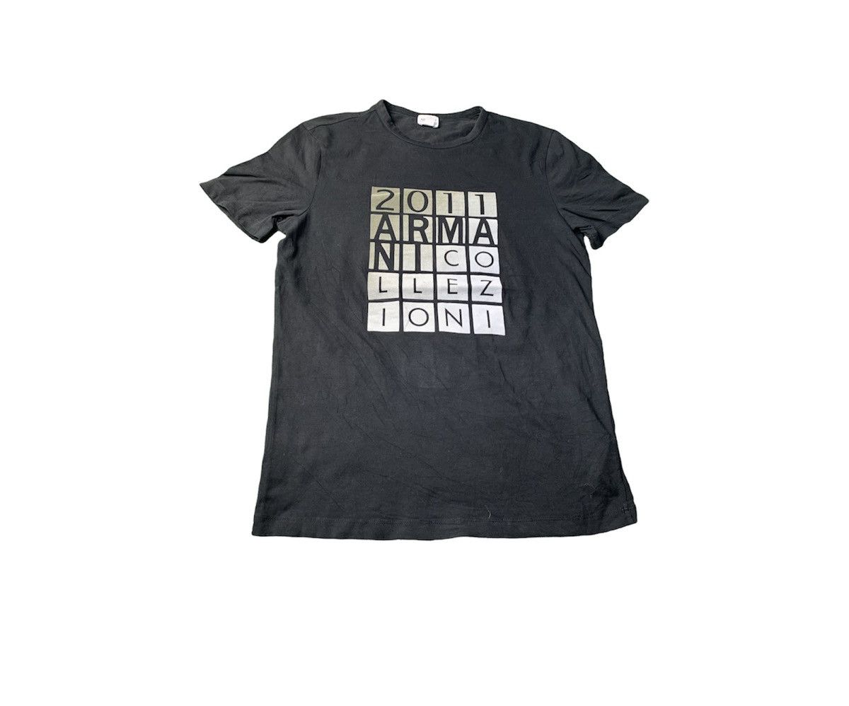 image of Armani Collezioni Tee Spell Out Logo Design Unisex in Black, Men's (Size Small)