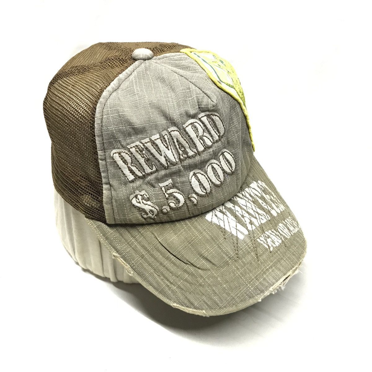Designer Wanted Dead Or Live Skull Stich Logo Distressed Trucker Hat Size ONE SIZE - 3 Thumbnail