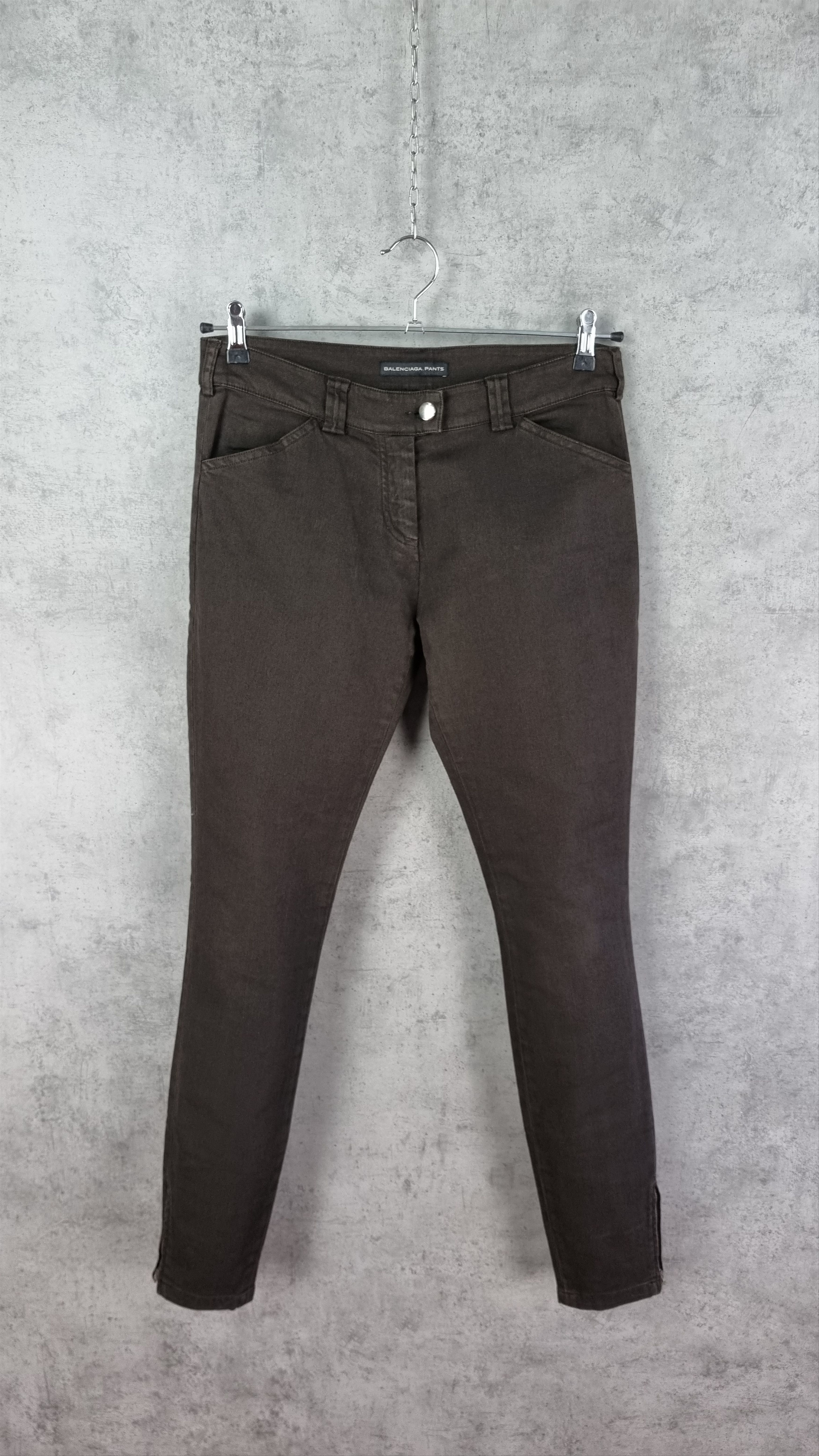 Balenciaga Rare BALENCIAGA Brown Denim Down Zipper Skinny Pants Size 28" / US 6 / IT 42 - 2 Thumbnail